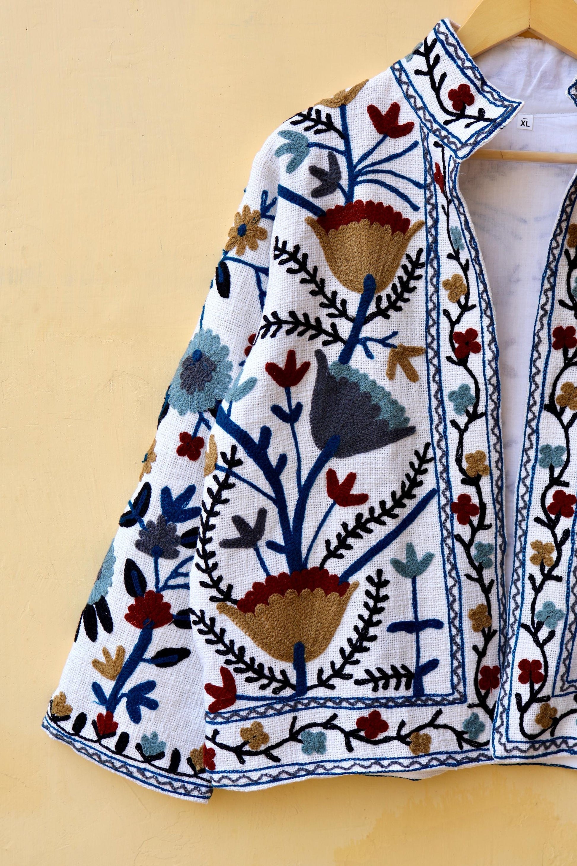 Suzani Embroidery Cotton Jacket, Kimono Jacket, Handmade Soft TNT Fabric Jacket, Women's Clothing Coat, Boho Jacket, Spring Gift for Her