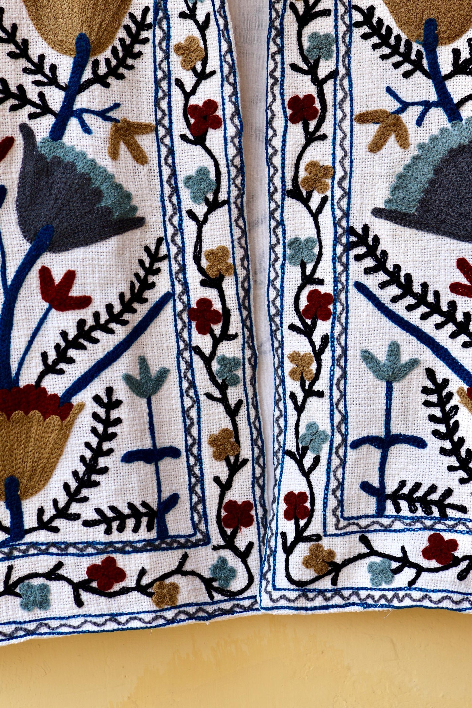 Suzani Embroidery Cotton Jacket, Kimono Jacket, Handmade Soft TNT Fabric Jacket, Women's Clothing Coat, Boho Jacket, Spring Gift for Her