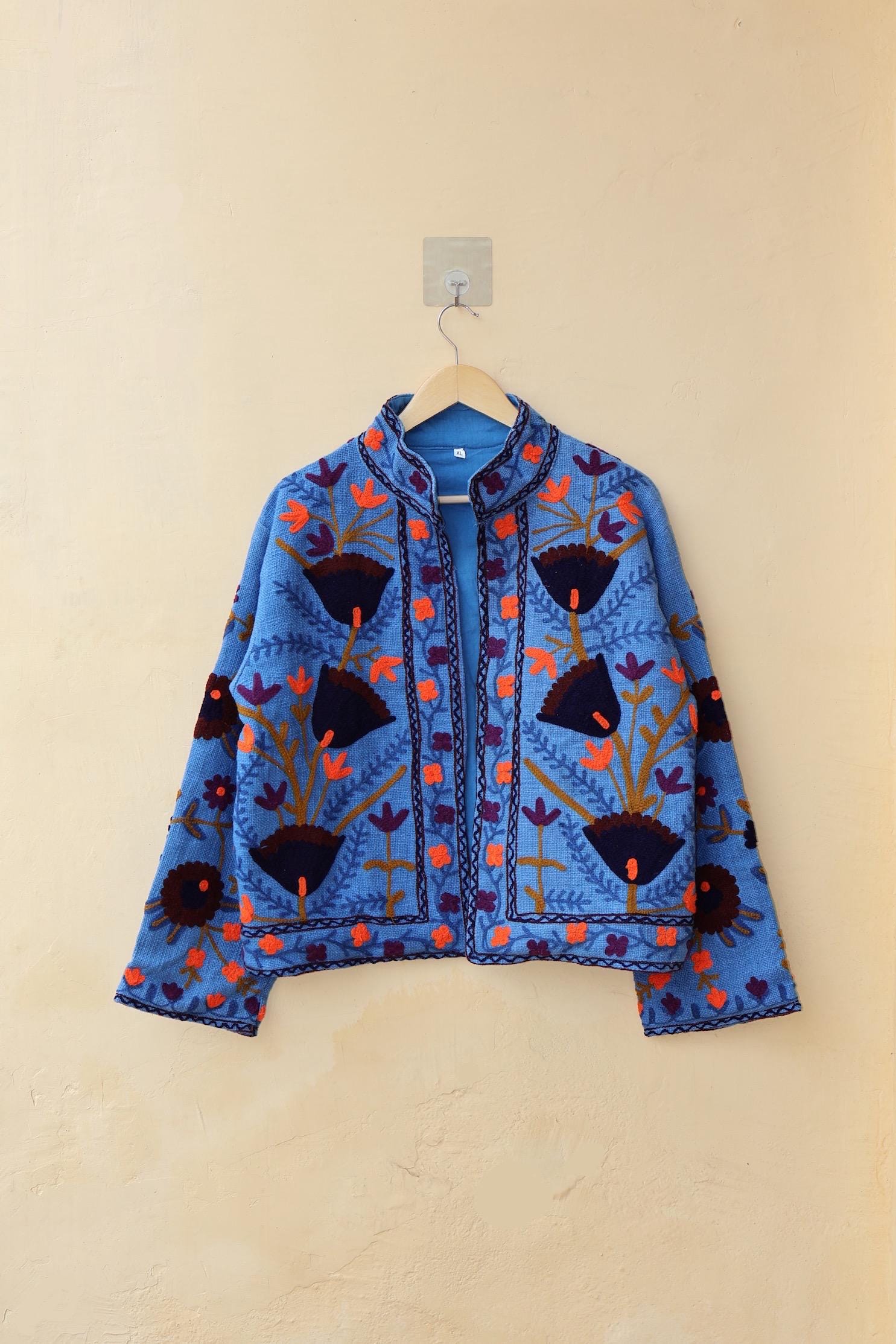 Suzani Embroidery Cotton Jacket, Kimono Jacket, Handmade Soft TNT Fabric Jacket, Women's Clothing Coat, Boho Jacket, Valentines Gift for Her