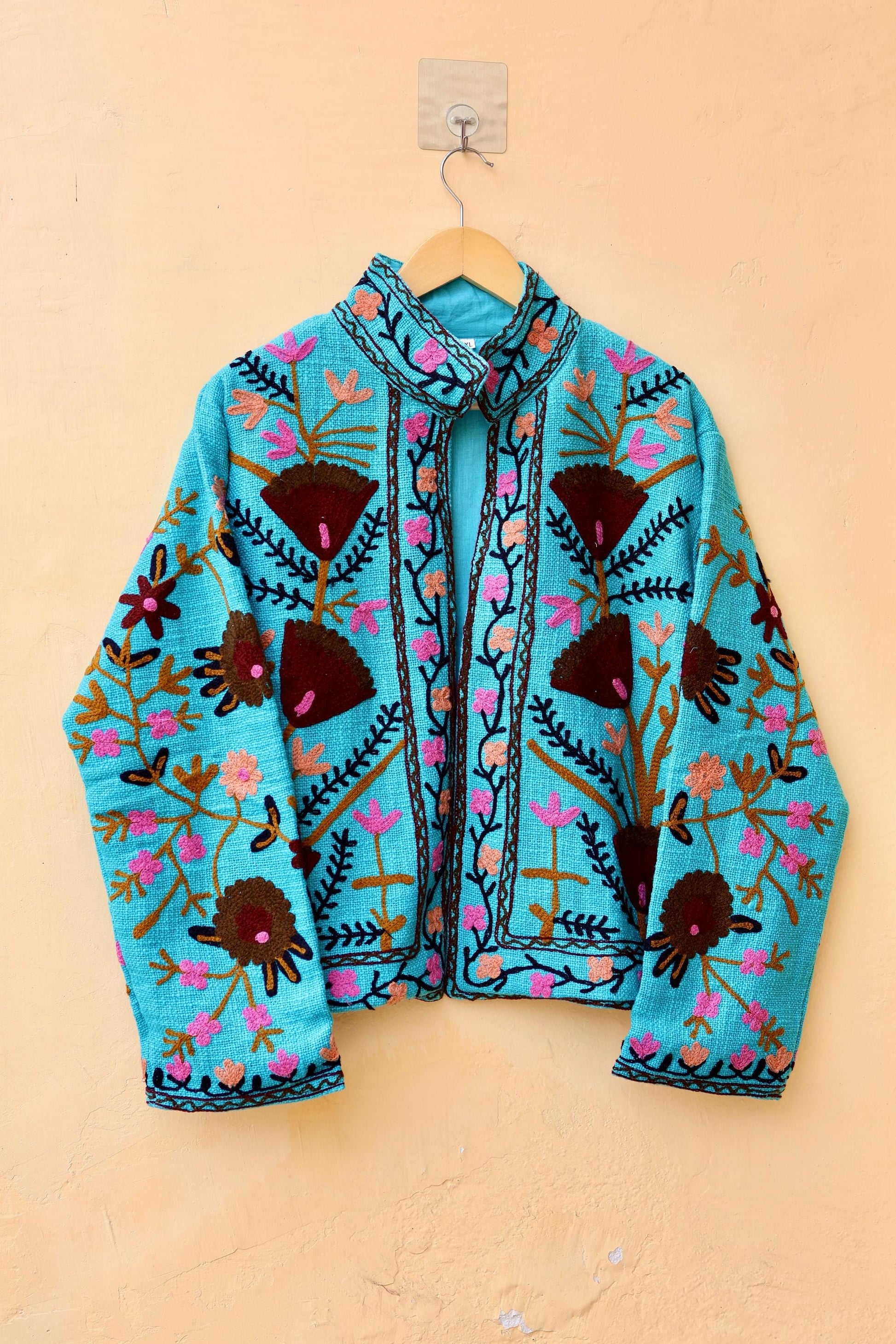 Suzani Embroidery Cotton Jacket, Kimono Jacket, Handmade Soft TNT Fabric Jacket, Women's Clothing Coat, Boho Jacket, Valentines Gift for Her