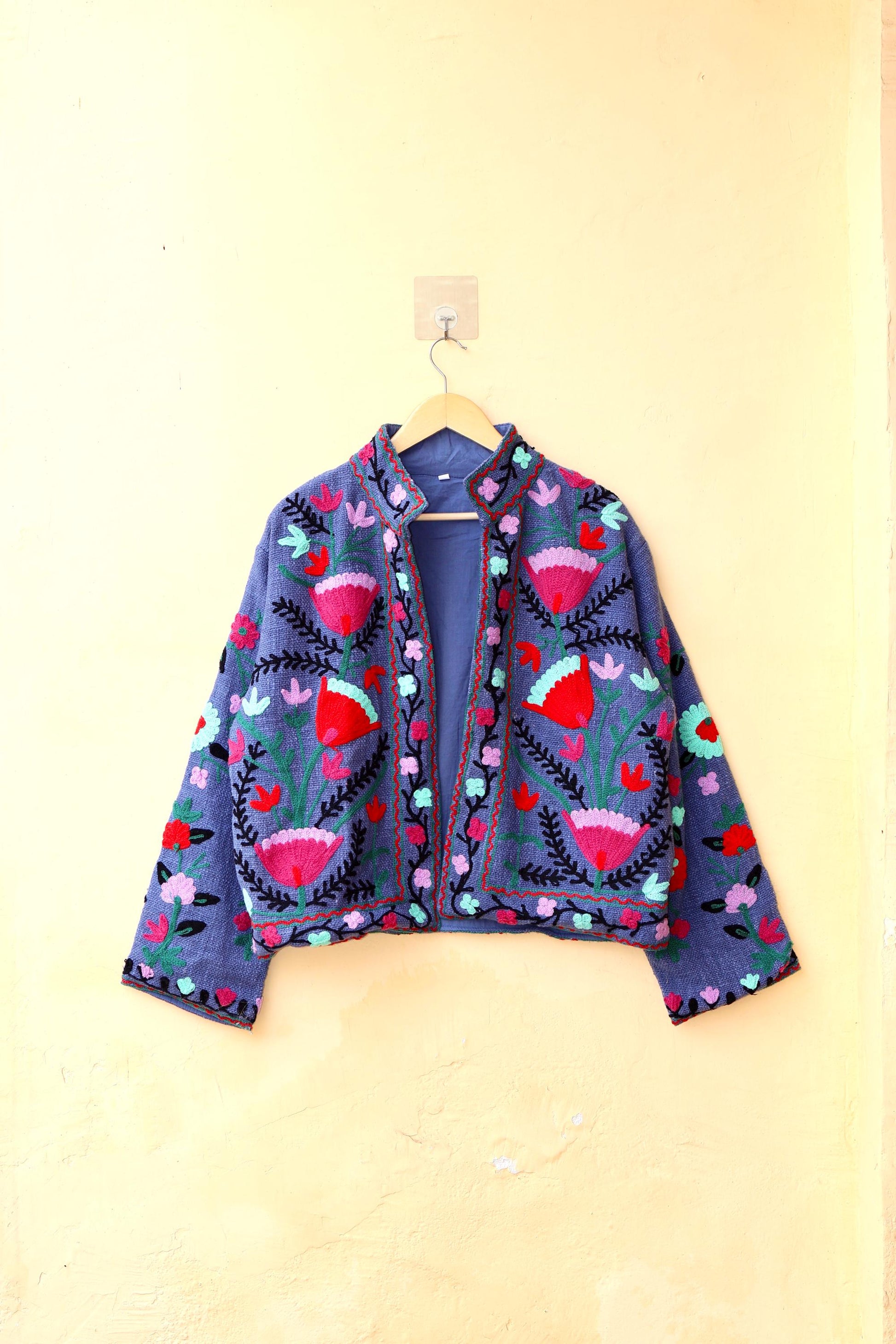 Suzani Embroidery Cotton Jacket, Kimono Jacket, Handmade Soft TNT Fabric Jacket, Women's Clothing Coat, Boho Jacket, Valentines Gift for Her