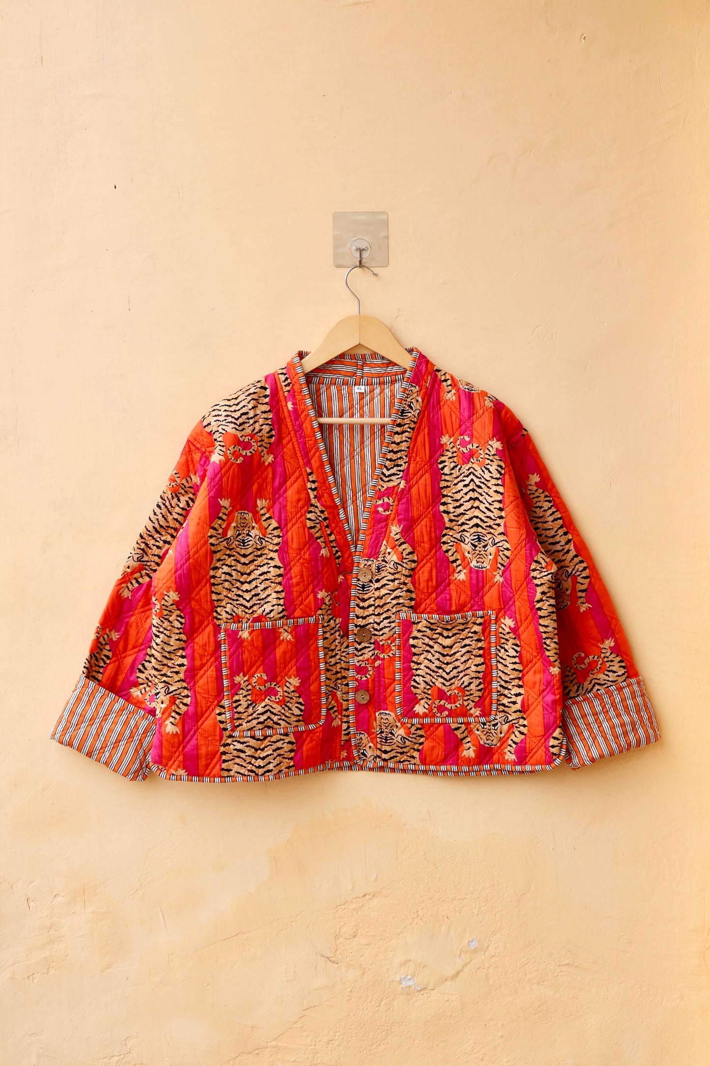 Cotton Quilted Jacket V-Neck New Style Spring Kantha Jacket Hand Block Print Floral Indian Women's Clothing Coat, Bohemian Jacket for Her