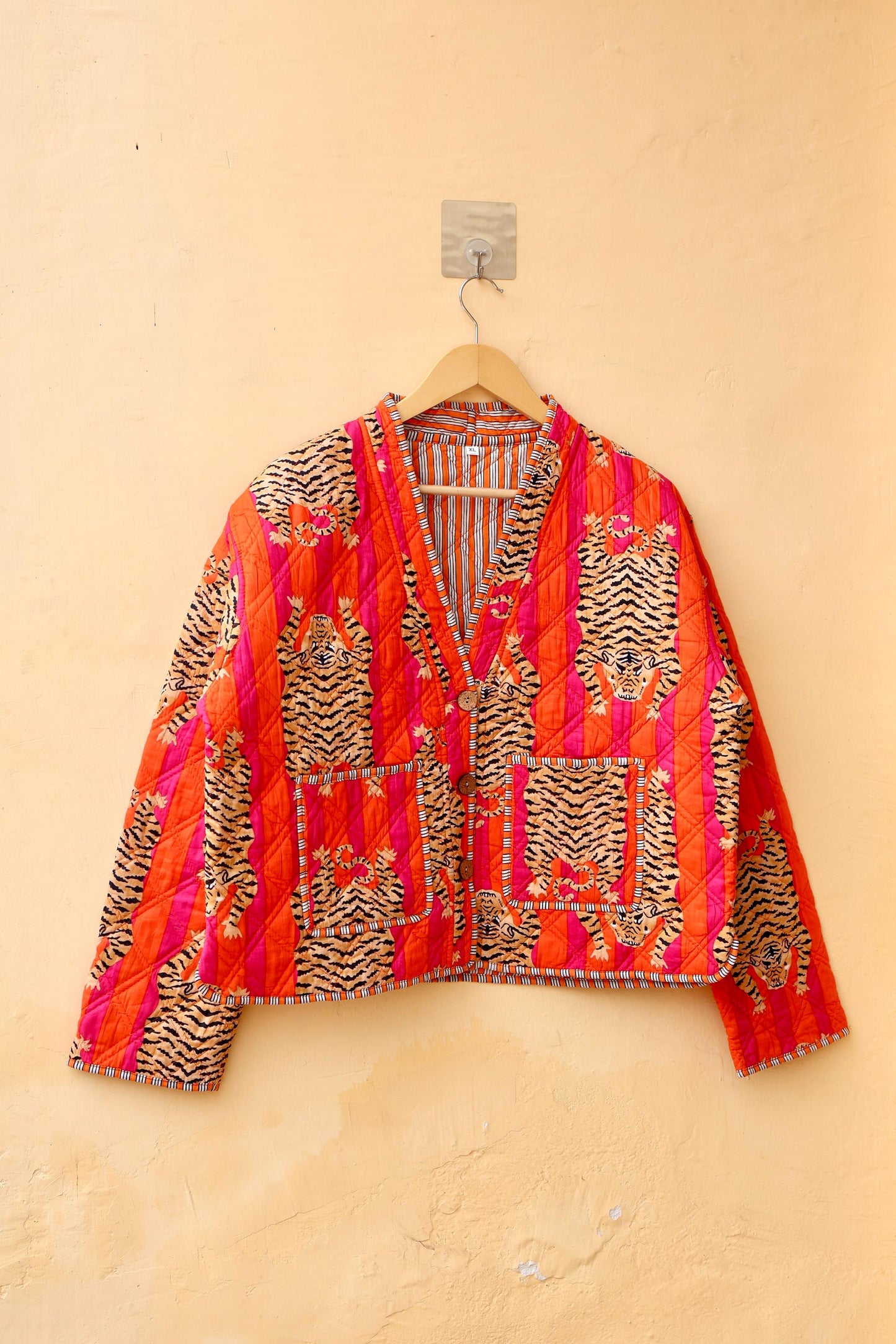 Cotton Quilted Jacket V-Neck New Style Spring Kantha Jacket Hand Block Print Floral Indian Women's Clothing Coat, Bohemian Jacket for Her