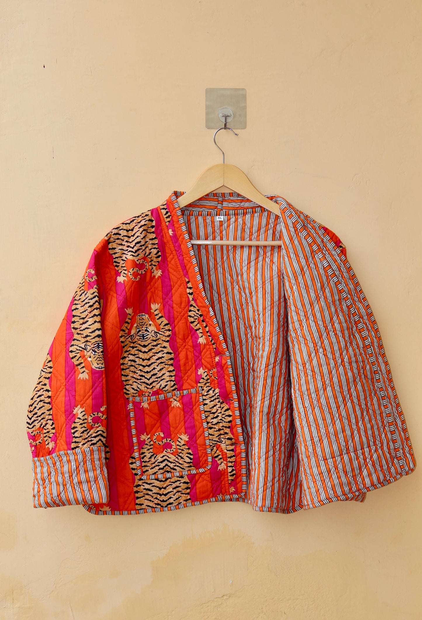 Cotton Quilted Jacket V-Neck New Style Spring Kantha Jacket Hand Block Print Floral Indian Women's Clothing Coat, Bohemian Jacket for Her