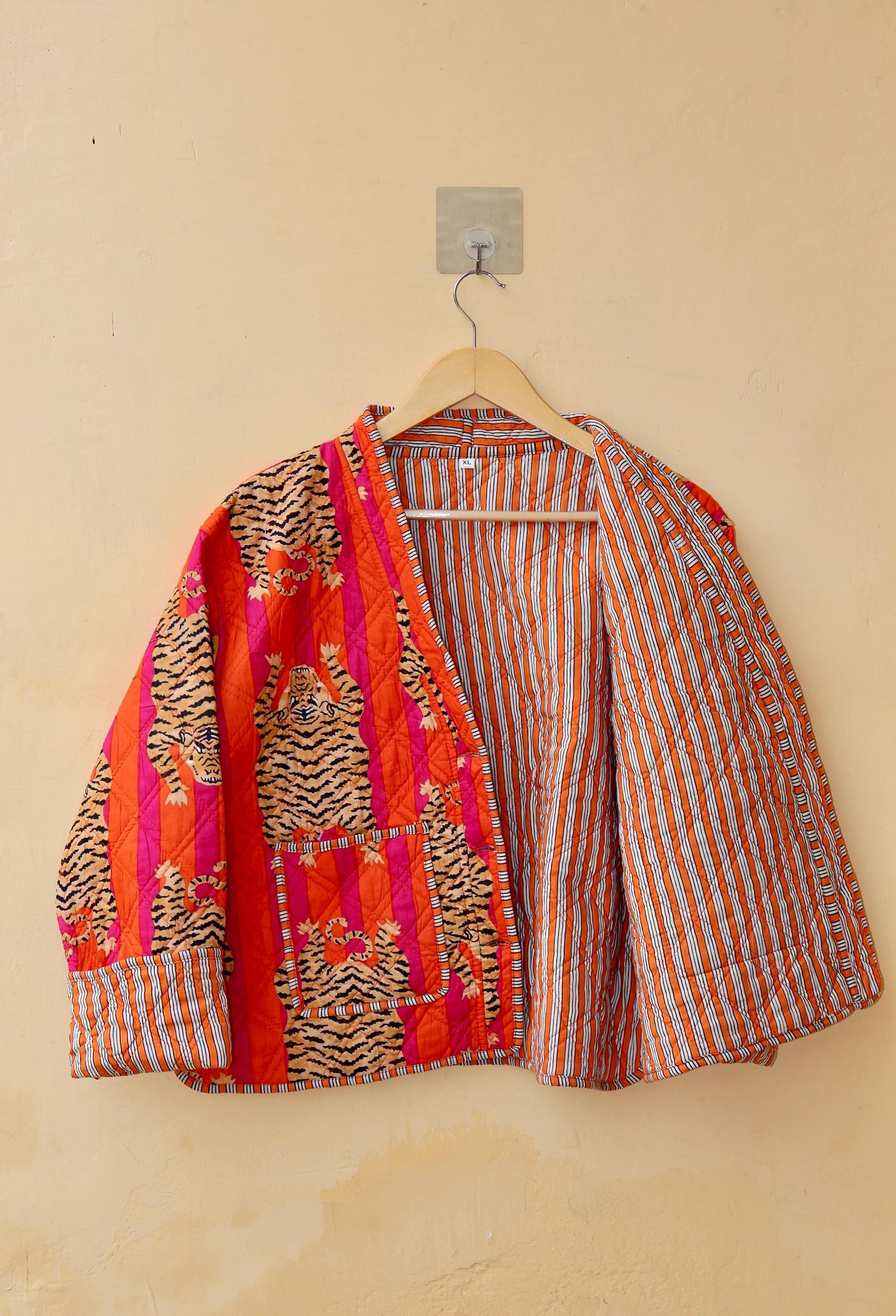 Cotton Quilted Jacket V-Neck New Style Spring Kantha Jacket Hand Block Print Floral Indian Women's Clothing Coat, Bohemian Jacket for Her
