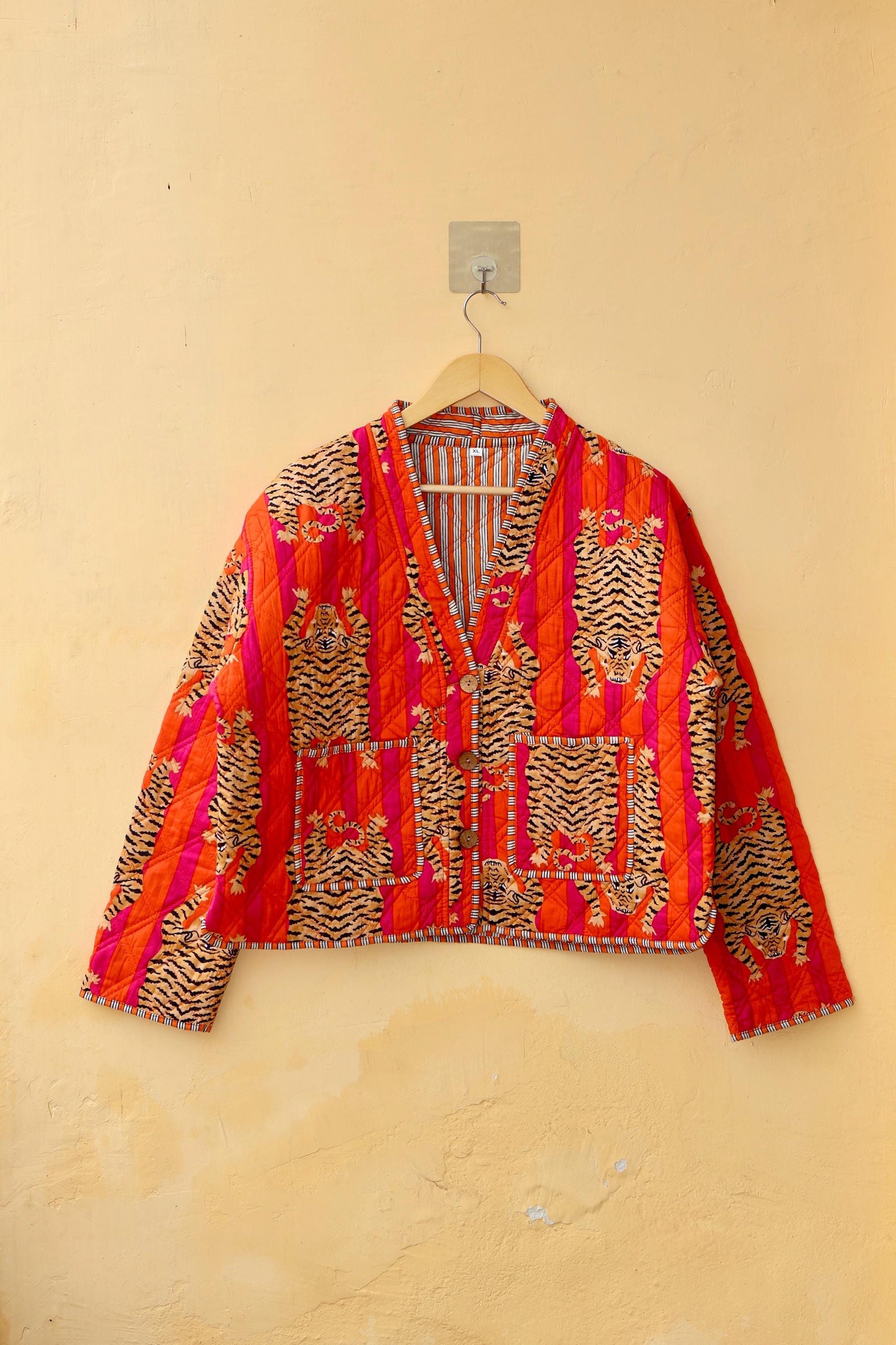 Cotton Quilted Jacket V-Neck New Style Spring Kantha Jacket Hand Block Print Floral Indian Women's Clothing Coat, Bohemian Jacket for Her