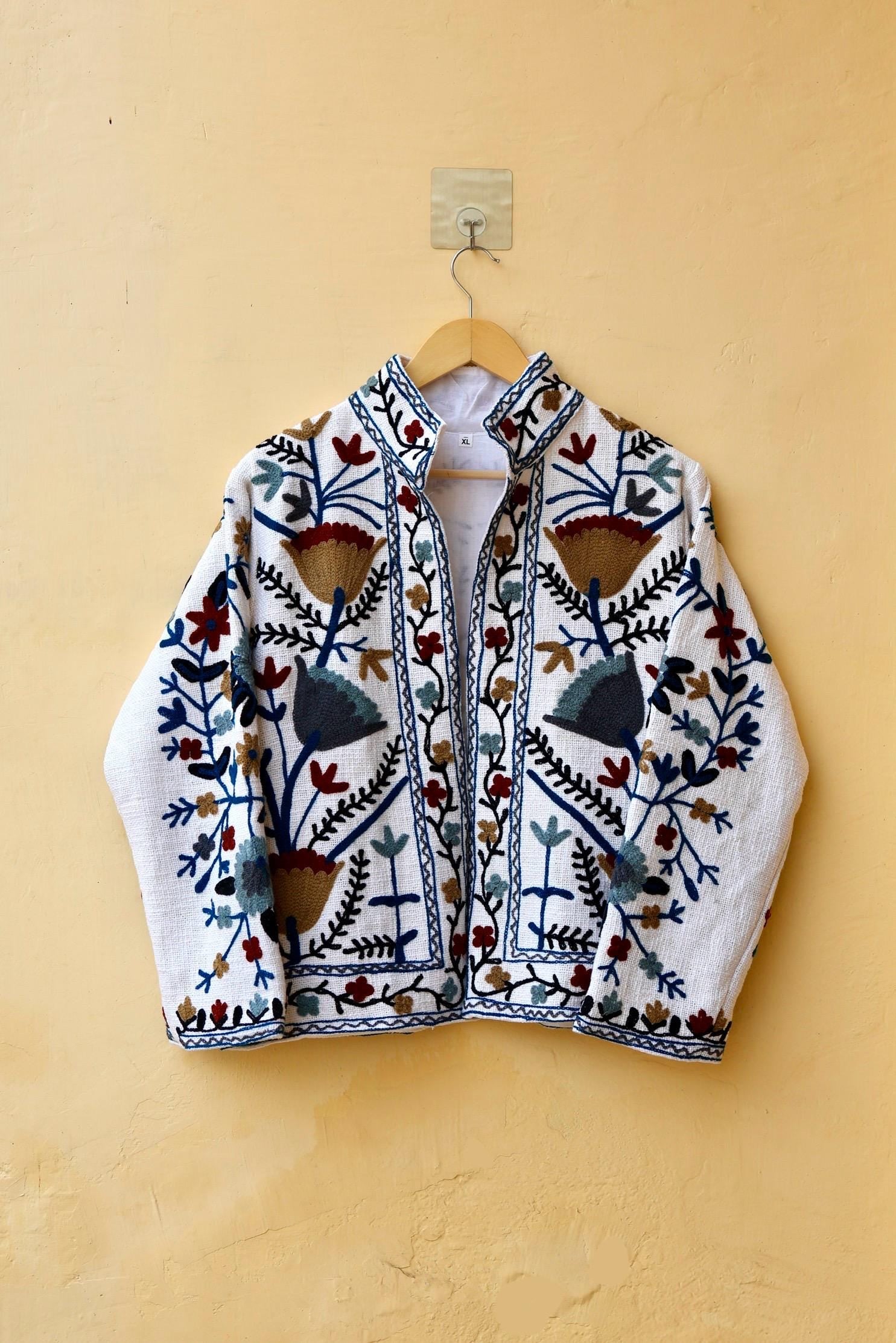 Suzani Embroidery Cotton Jacket, Kimono Jacket, Handmade Soft TNT Fabric Jacket, Women's Clothing Coat, Boho Jacket, Spring Gift for Her