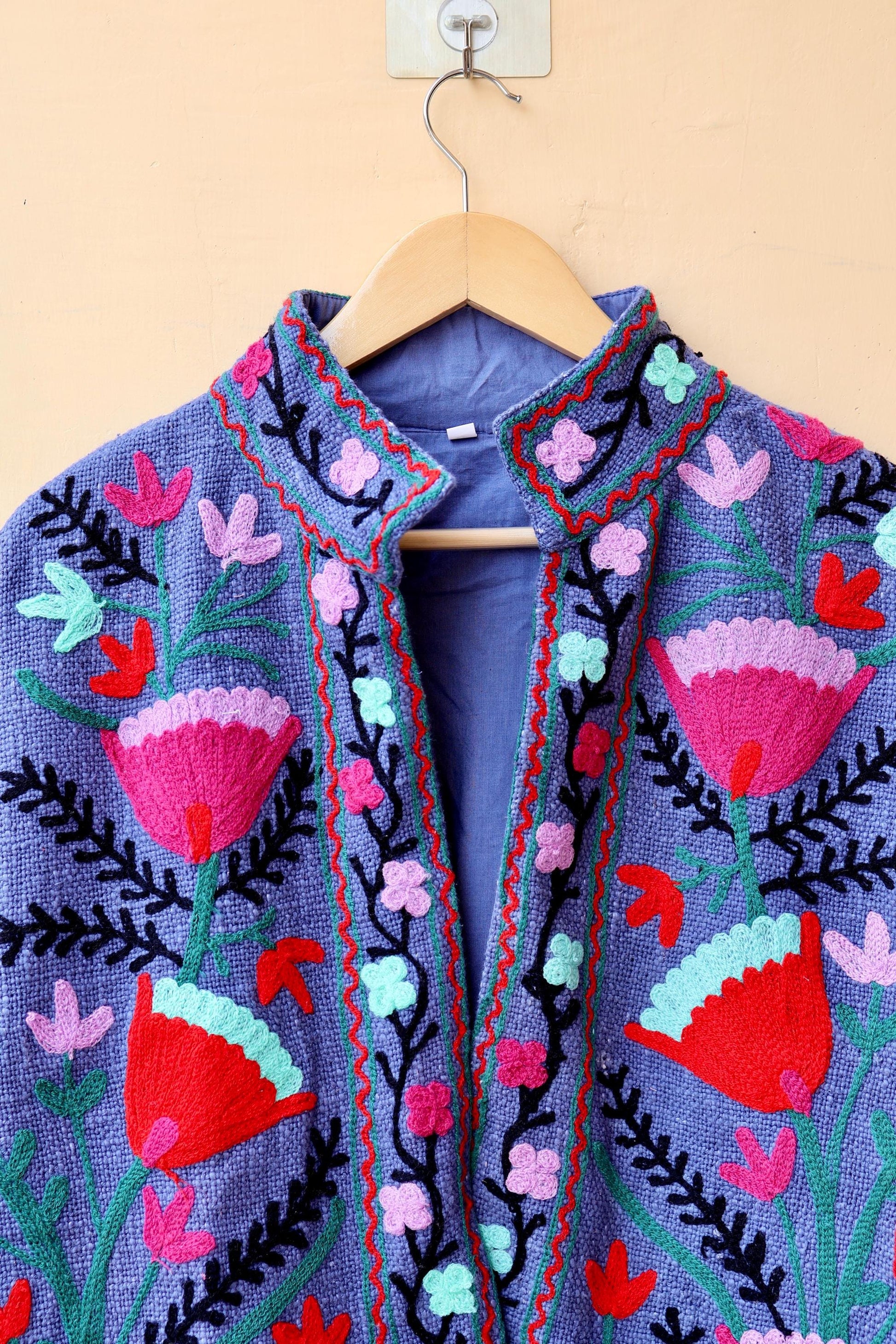 Suzani Embroidery Cotton Jacket, Kimono Jacket, Handmade Soft TNT Fabric Jacket, Women's Clothing Coat, Boho Jacket, Valentines Gift for Her