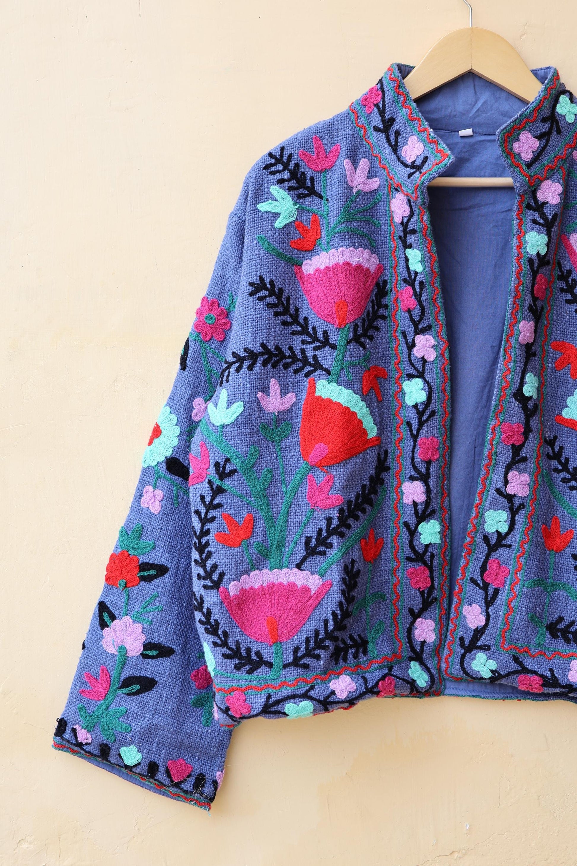 Suzani Embroidery Cotton Jacket, Kimono Jacket, Handmade Soft TNT Fabric Jacket, Women's Clothing Coat, Boho Jacket, Valentines Gift for Her