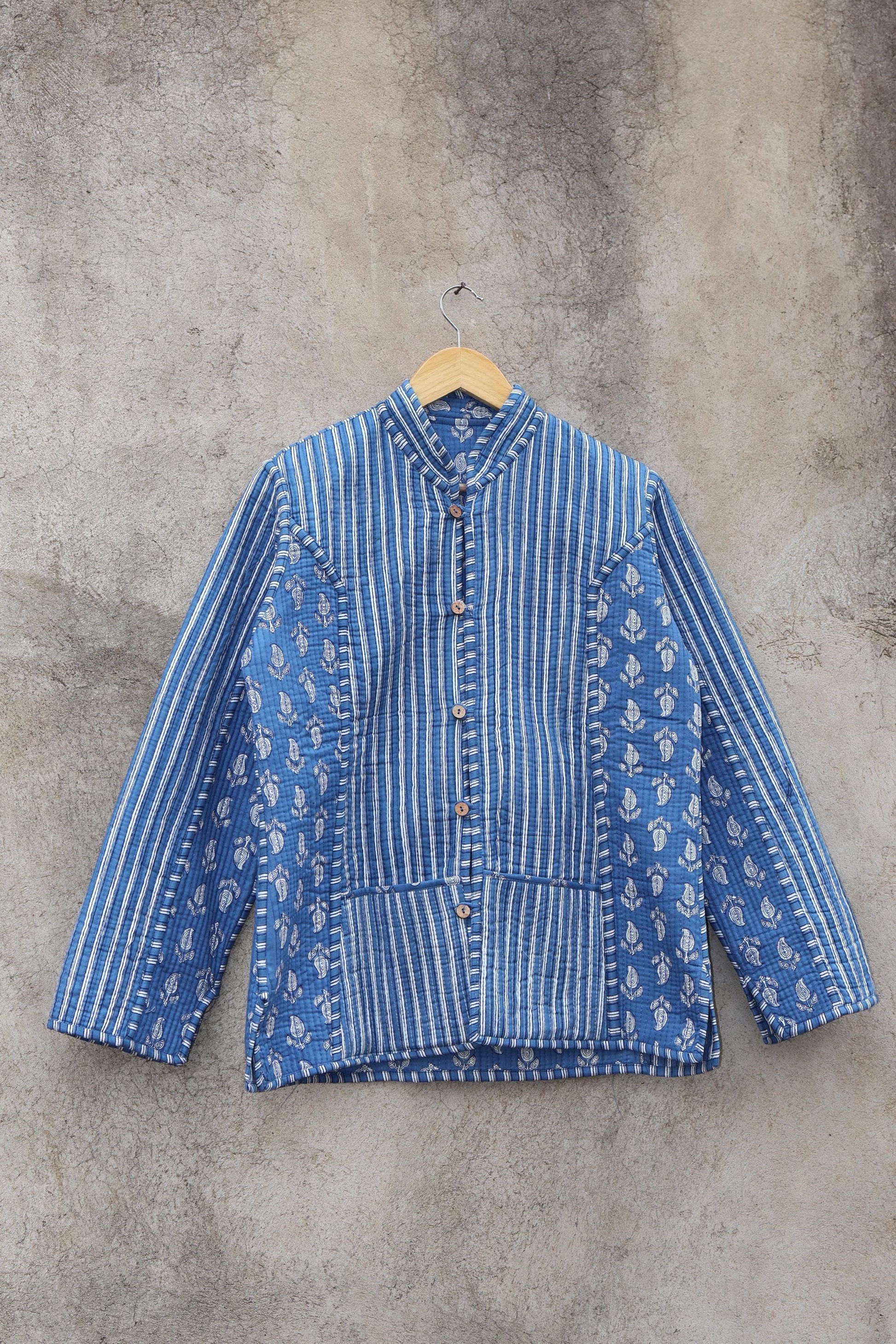 Trendy Cotton Handmade Kantha Quilted Jacket, Reversible Women's Soft Coat, Kimono Indian Vintage Boho Robe, Spring Jacket Gift for Her