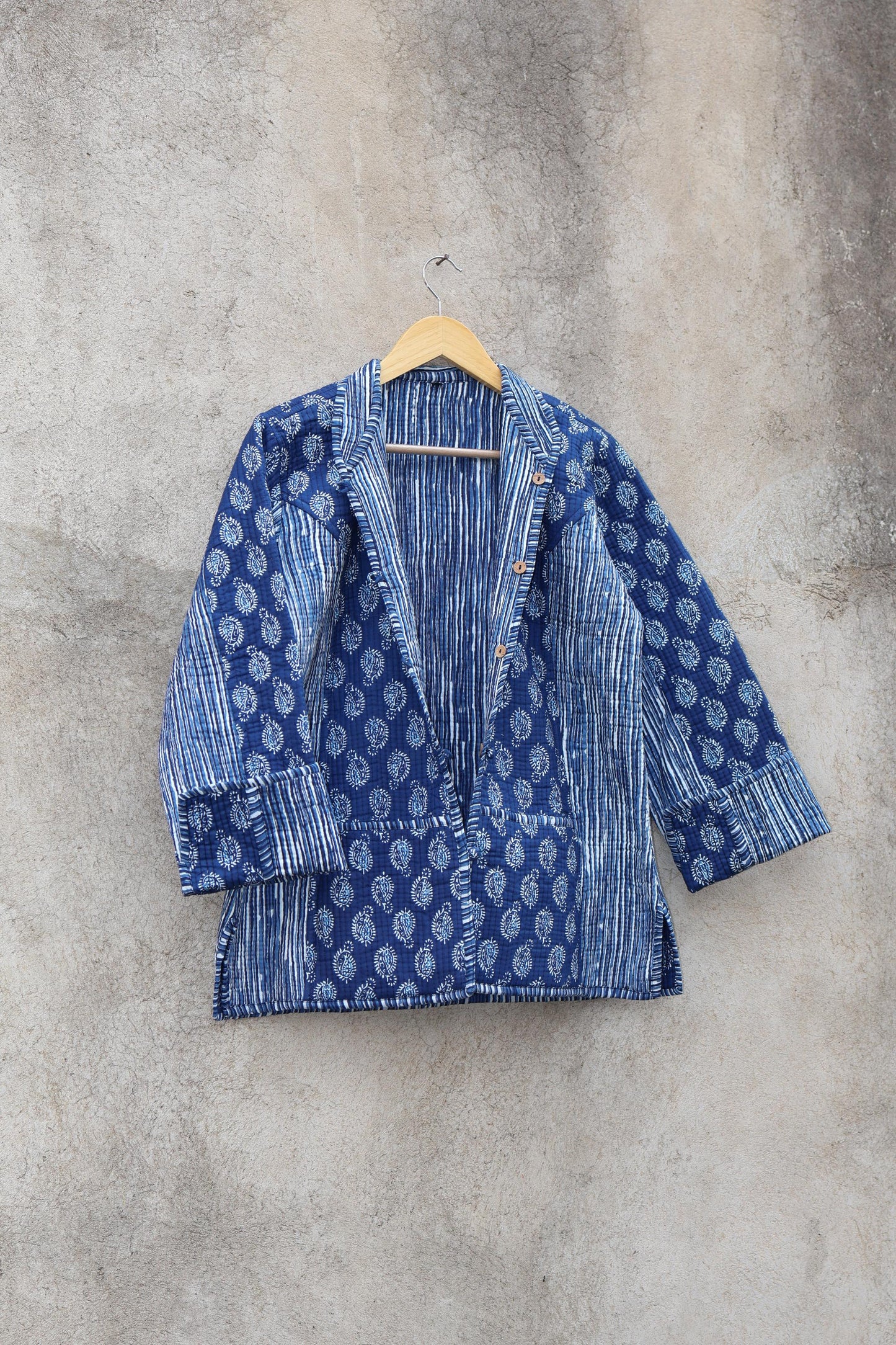 Trendy Cotton Handmade Kantha Quilted Jacket, Reversible Women's Soft Coat, Kimono Indian Vintage Boho Robe, Spring Day Gift for Her