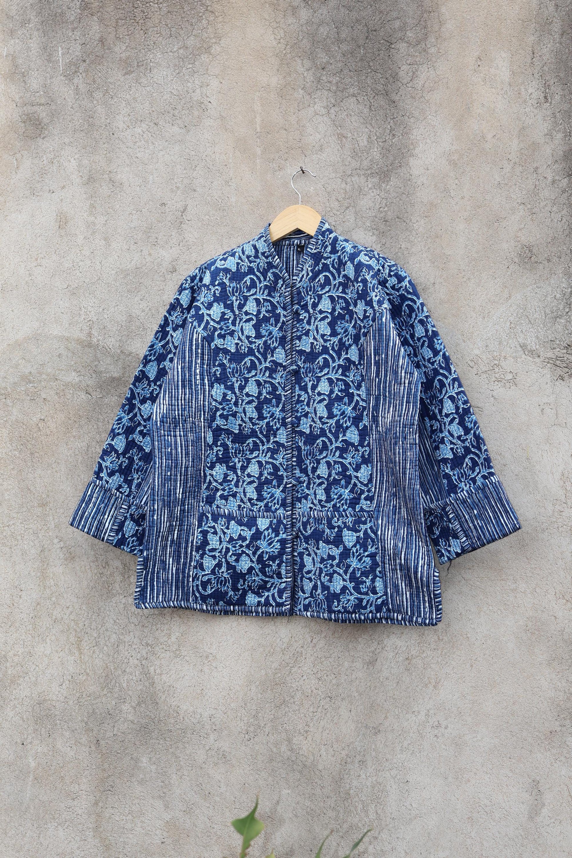 Trendy Cotton Handmade Kantha Quilted Jacket, Reversible Women's Soft Coat, Kimono Indian Vintage Boho Robe, Spring Jacket Gift for Her