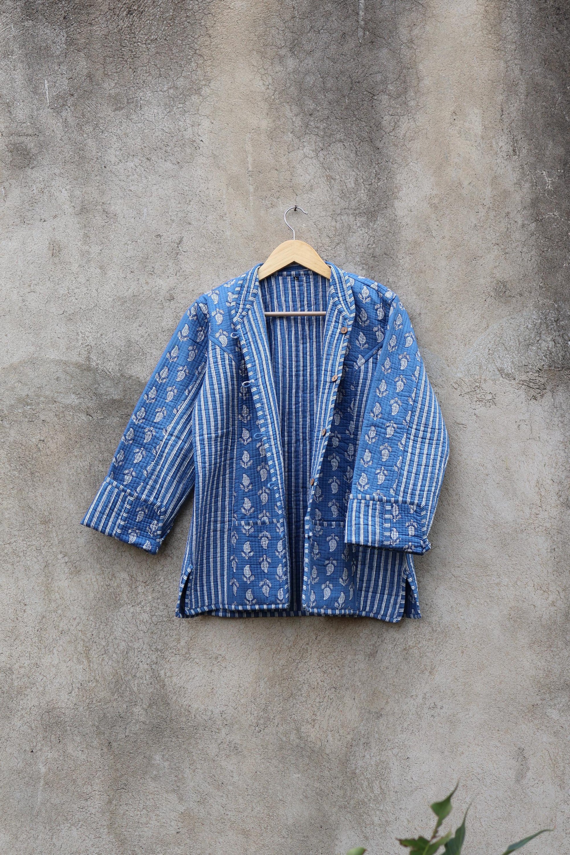 Trendy Cotton Handmade Kantha Quilted Jacket, Reversible Women's Soft Coat, Kimono Indian Vintage Boho Robe, Spring Jacket Gift for Her