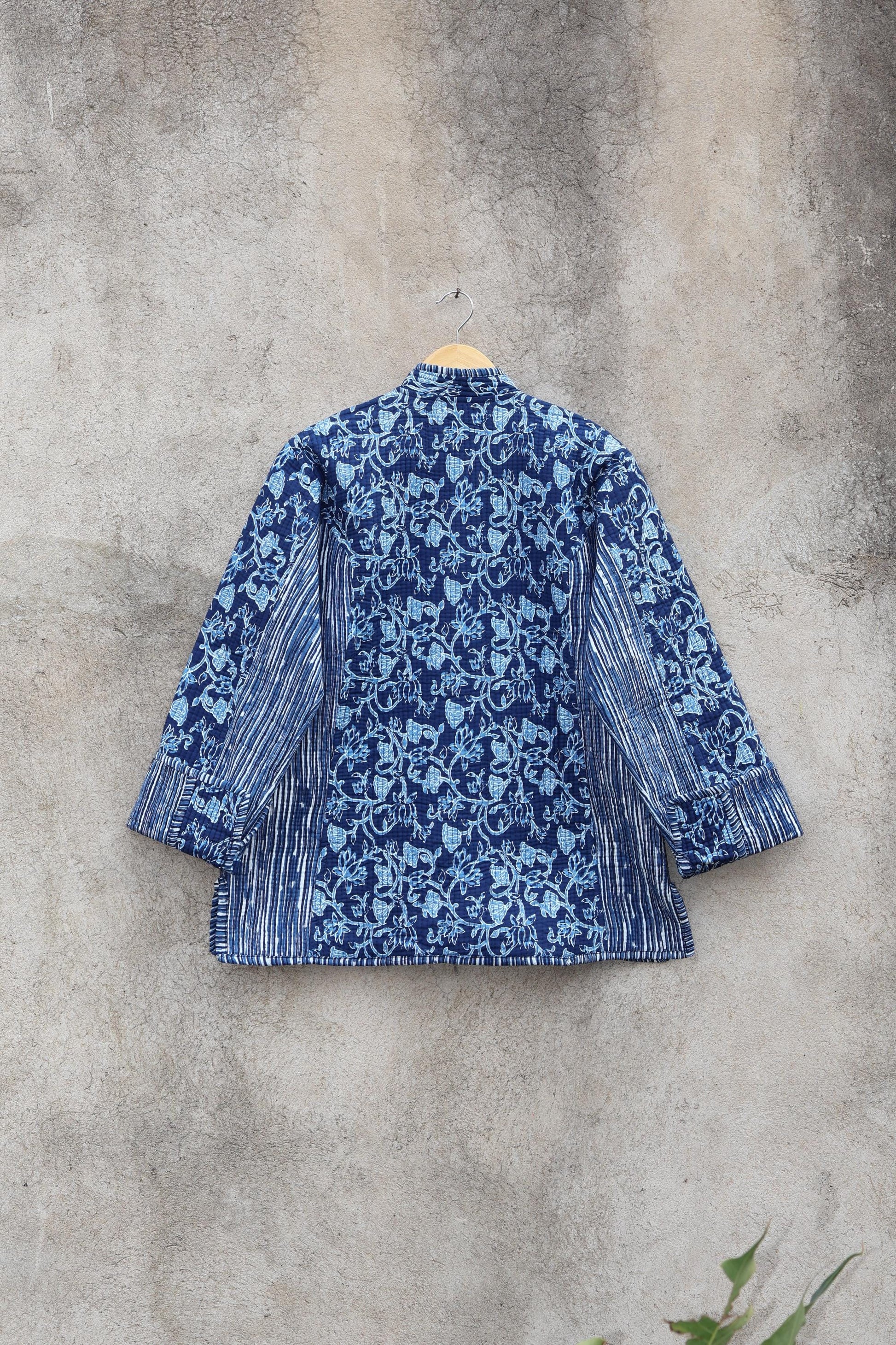 Trendy Cotton Handmade Kantha Quilted Jacket, Reversible Women's Soft Coat, Kimono Indian Vintage Boho Robe, Spring Jacket Gift for Her