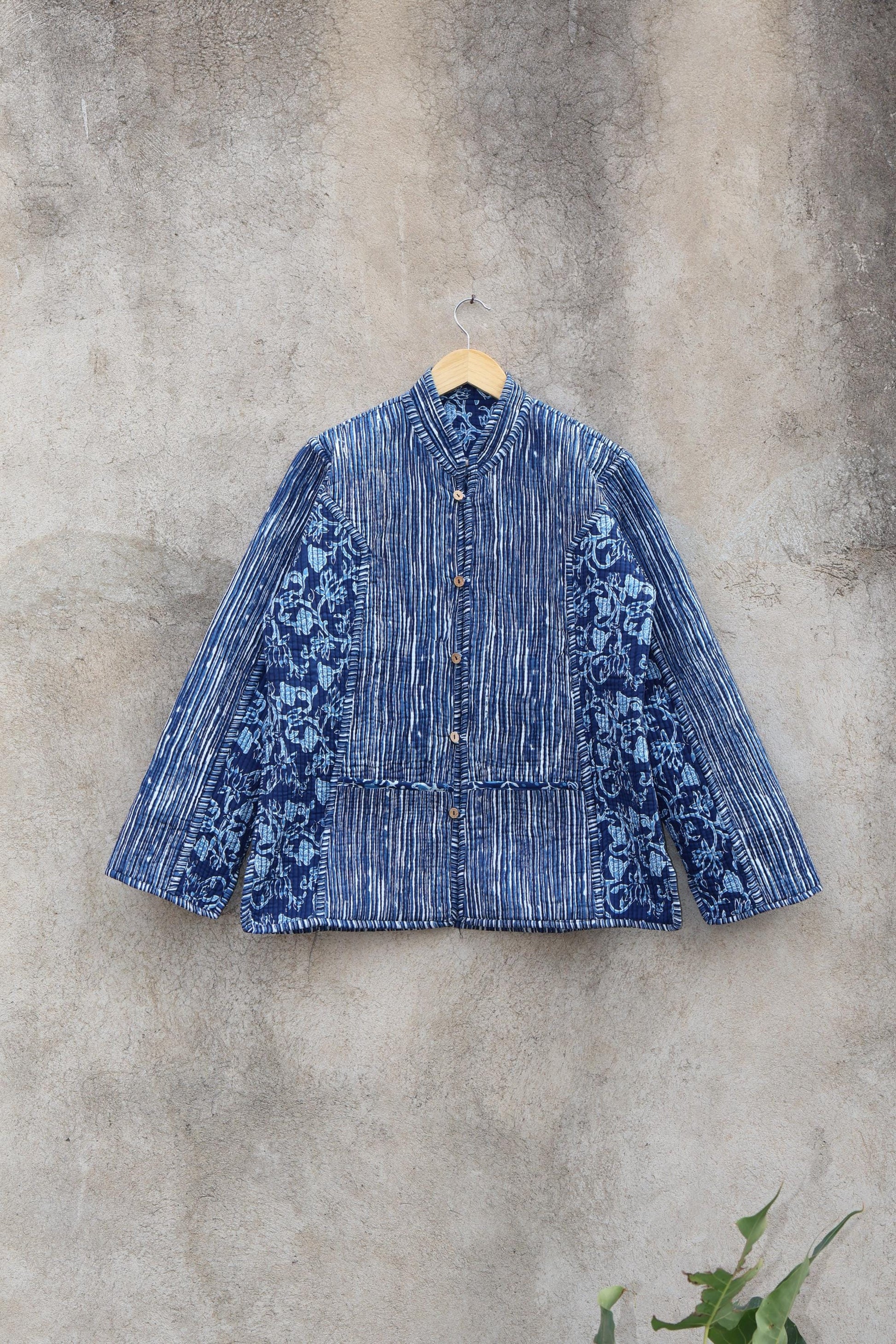 Trendy Cotton Handmade Kantha Quilted Jacket, Reversible Women's Soft Coat, Kimono Indian Vintage Boho Robe, Spring Jacket Gift for Her