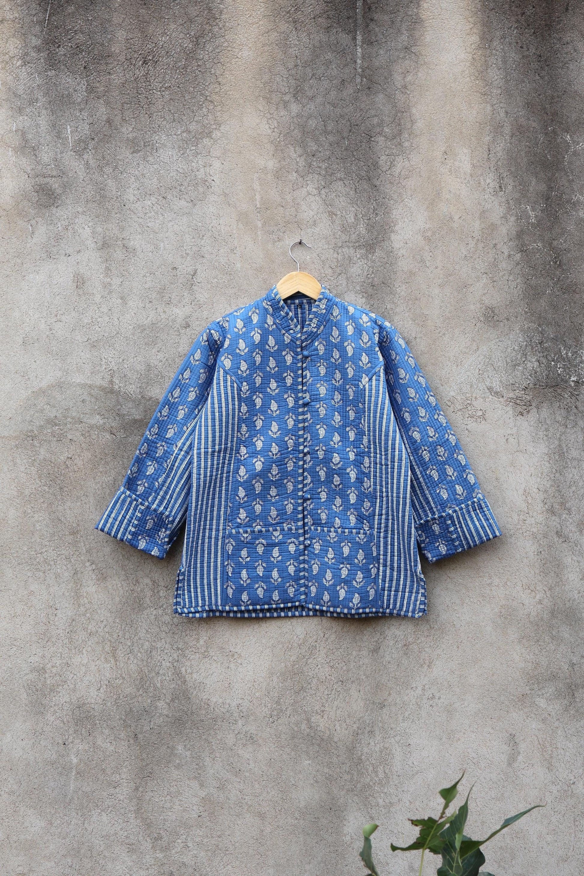 Trendy Cotton Handmade Kantha Quilted Jacket, Reversible Women's Soft Coat, Kimono Indian Vintage Boho Robe, Spring Jacket Gift for Her