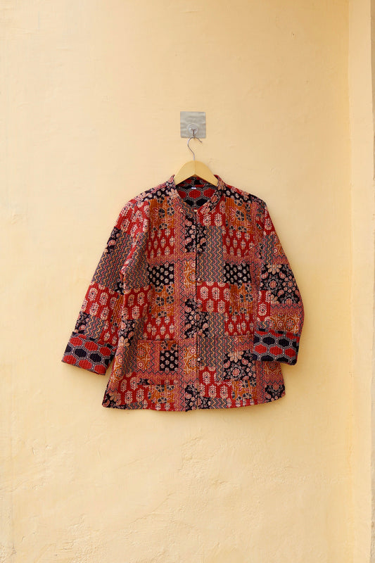 Cotton Handmade Kantha Jacket, Womens Clothing Quilted Reversible Coat, Kimono Indian Hand Printed Vintage Boho Vest Valentines Gift for Her