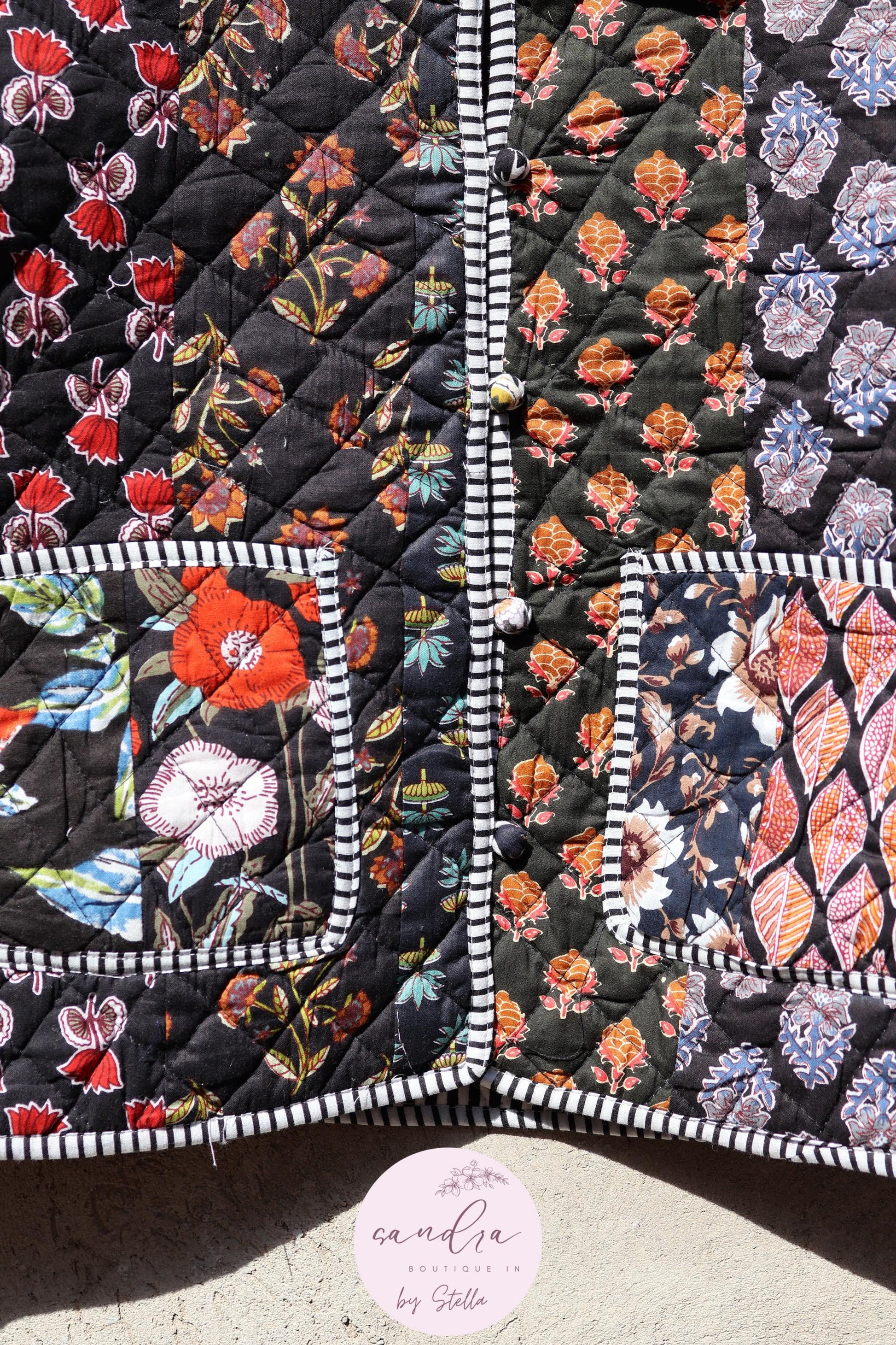 Indian Handmade Quilted Cotton Jacket, Patchwork Women's Reversible Coat, Kimono Vintage Boho Fall Jacket, Spring Jacket Gift for Her