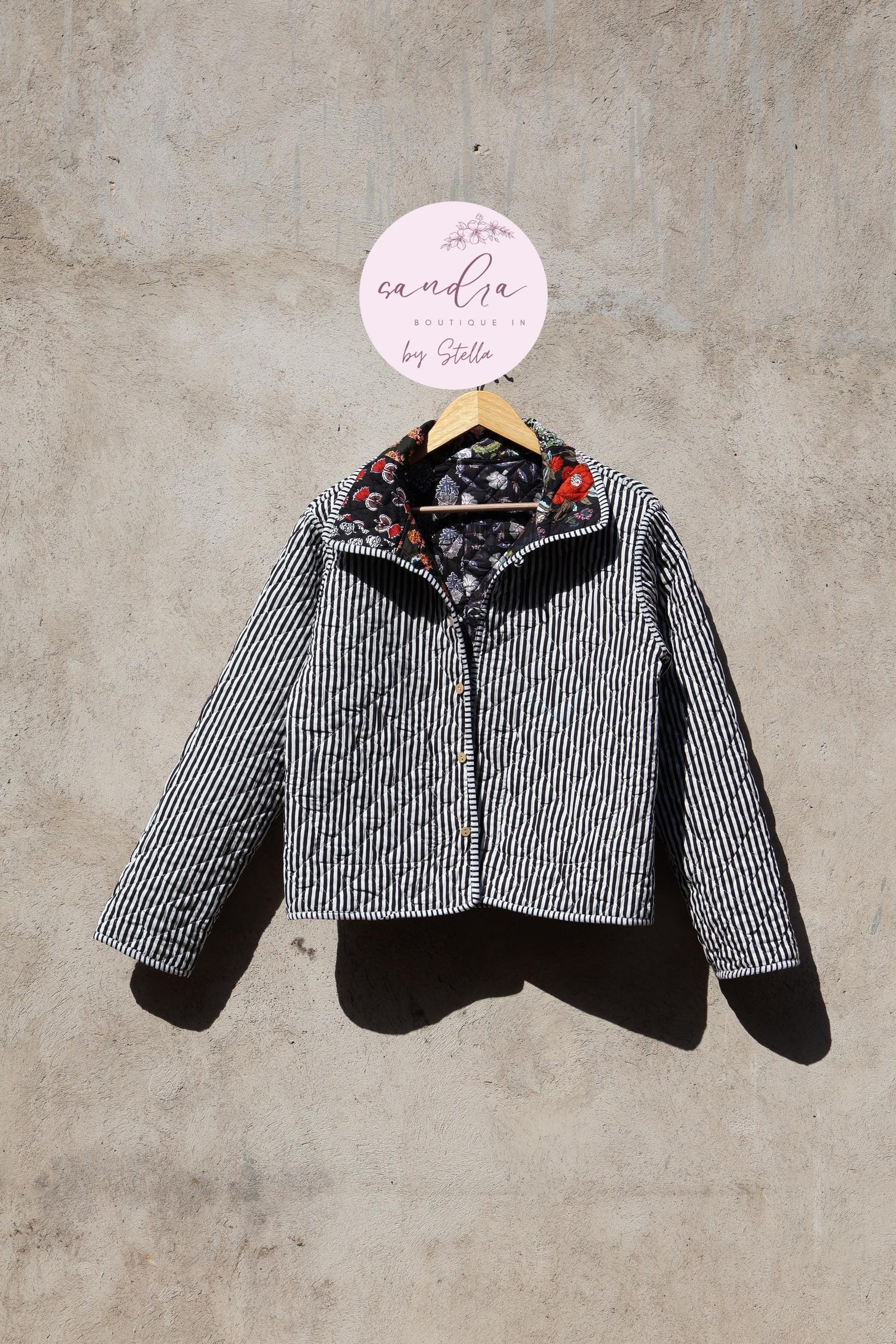 Indian Handmade Quilted Cotton Jacket, Patchwork Women's Reversible Coat, Kimono Vintage Boho Fall Jacket, Spring Jacket Gift for Her