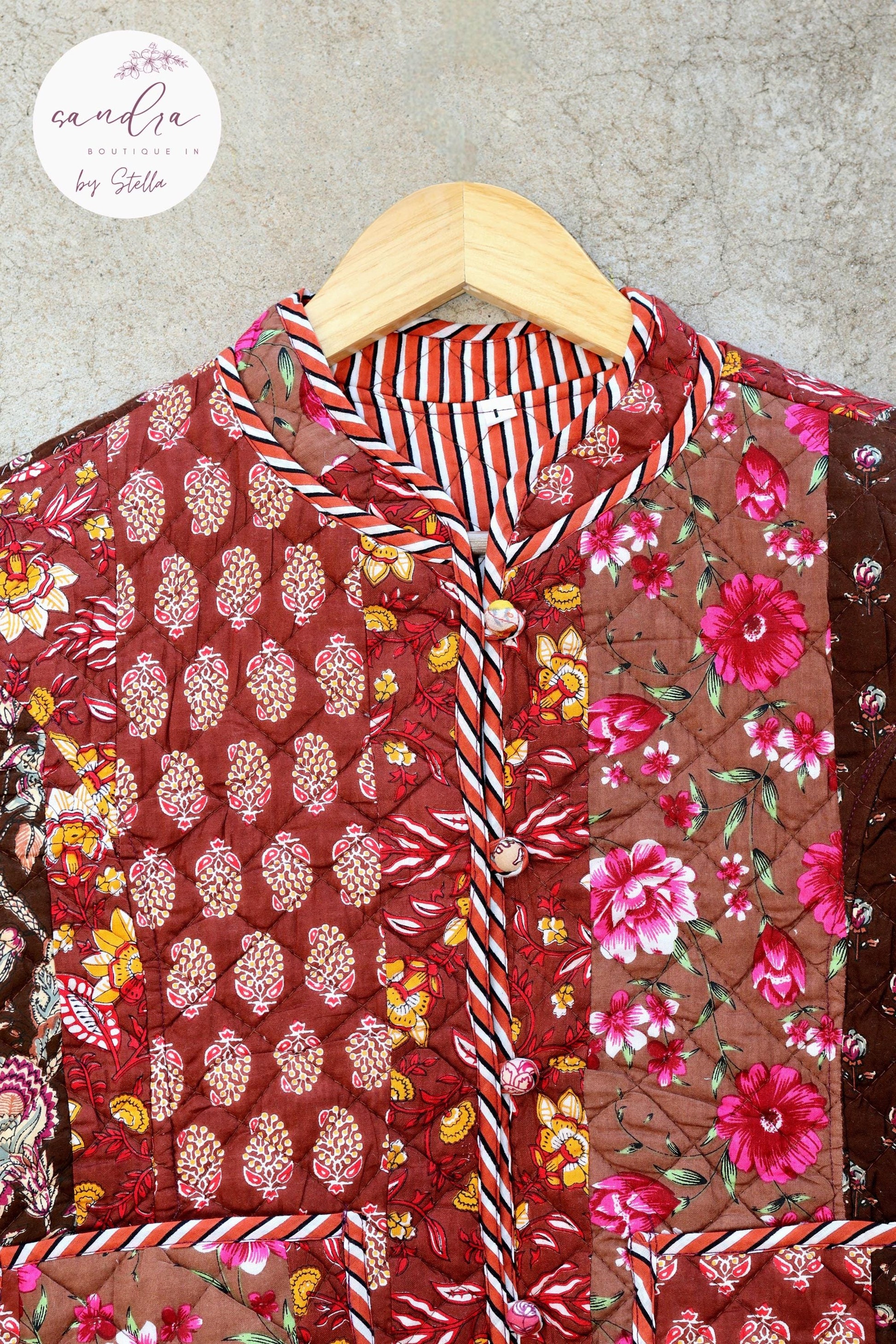 Handmade Quilted Cotton Jacket, Patchwork Women's Reversible Coat, Kimono Vintage Indian Boho Fall Jacket, Spring Jacket Gift for Her