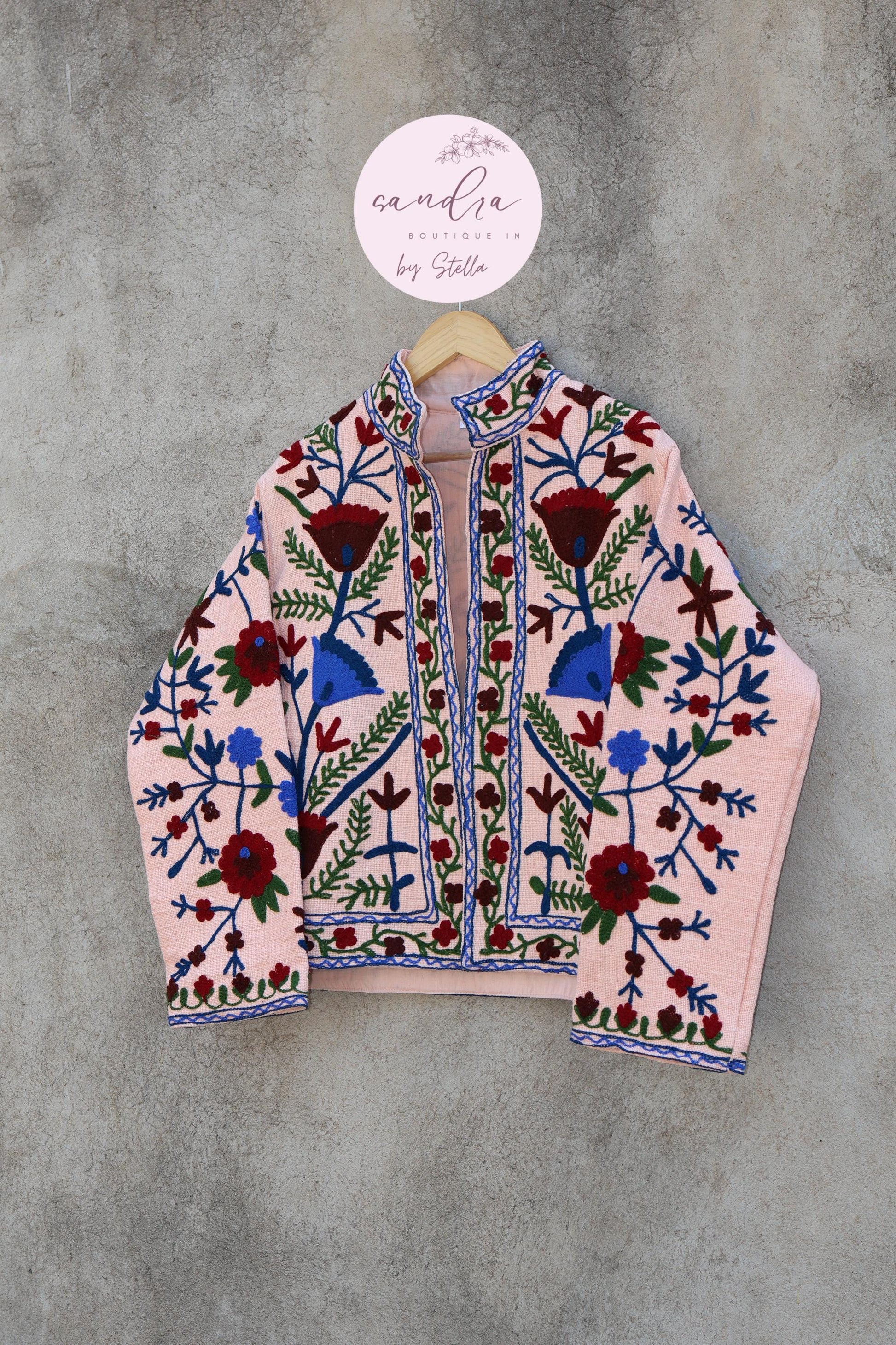 Suzani Embroidery Cotton Jacket, Kimono Jacket, Handmade Soft TNT Fabric Jacket, Women's Clothing Coat, Boho Jacket, Spring Gift for Her