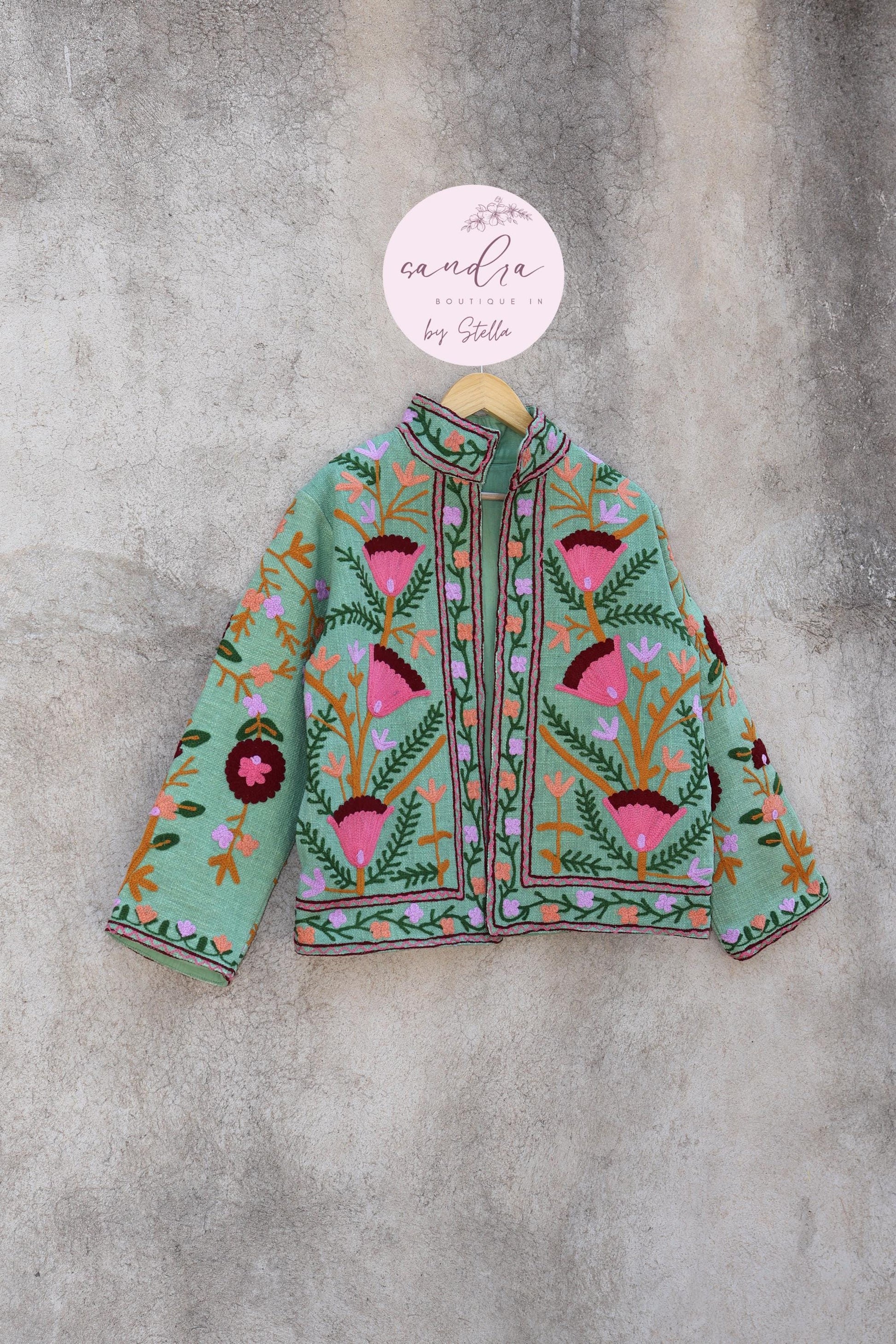 Suzani Embroidery Cotton Jacket, Kimono Jacket, Handmade Soft TNT Fabric Jacket, Women's Clothing Coat, Boho Jacket, Spring Gift for Her