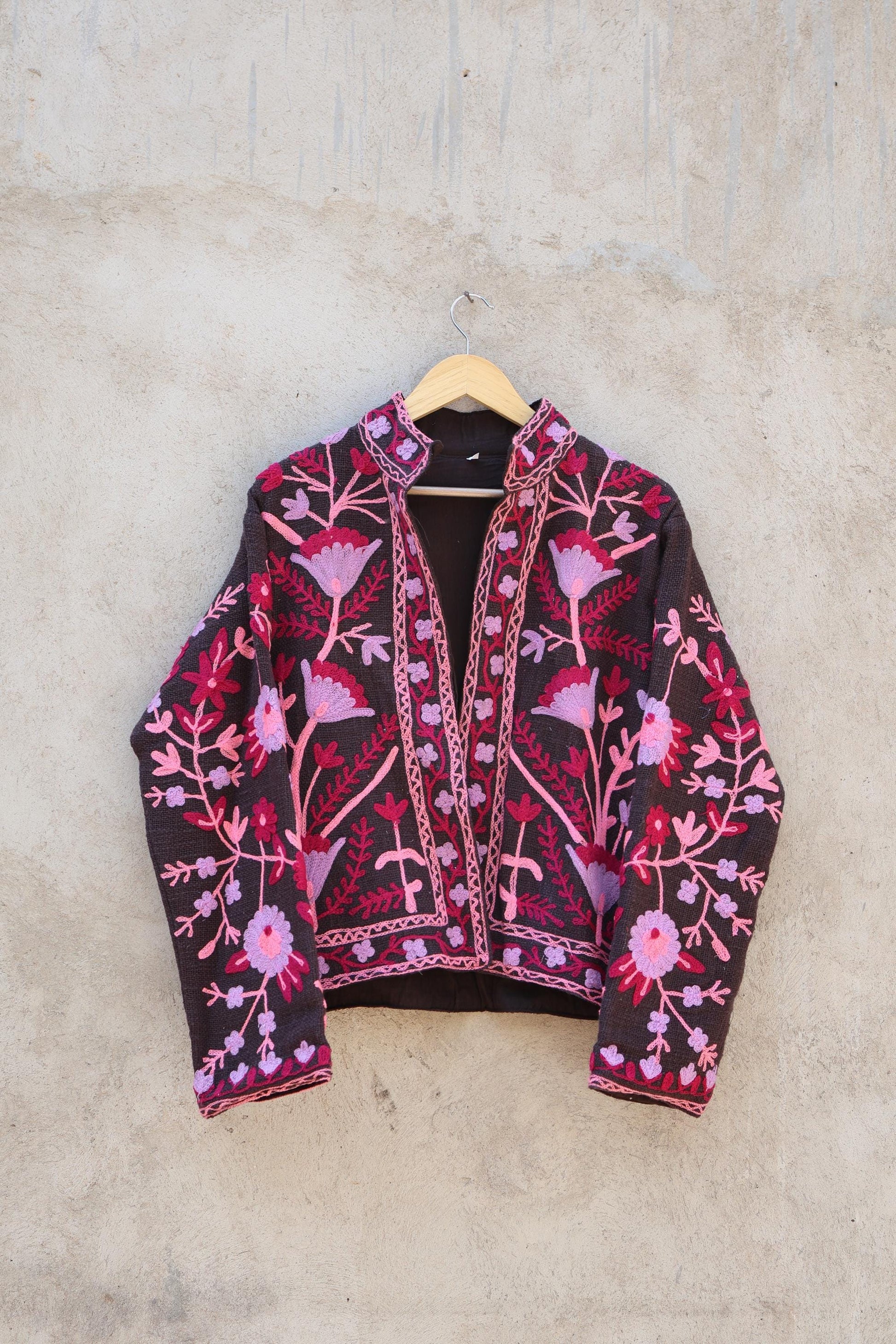 Suzani Embroidery Cotton Jacket, Kimono Jacket, Handmade Soft TNT Fabric Jacket, Women's Clothing Coat, Boho Jacket, Spring Gift for Her