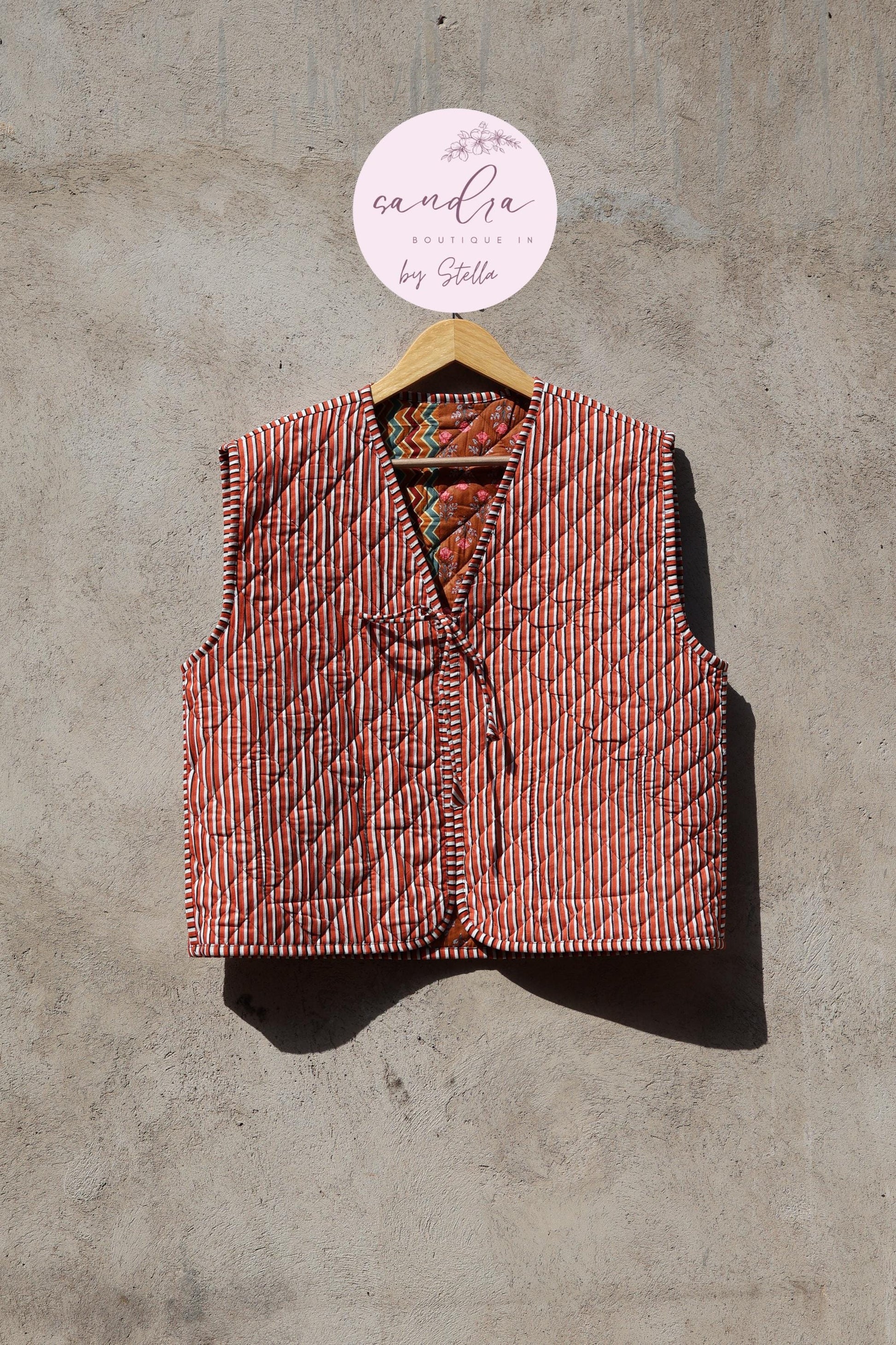 Handmade Cotton Quilted Vest, Vintage Indian Patchwork Kimono Gilet, New Style Women's Outerwear Waistcoat, Boho Spring Jacket Gift for Her
