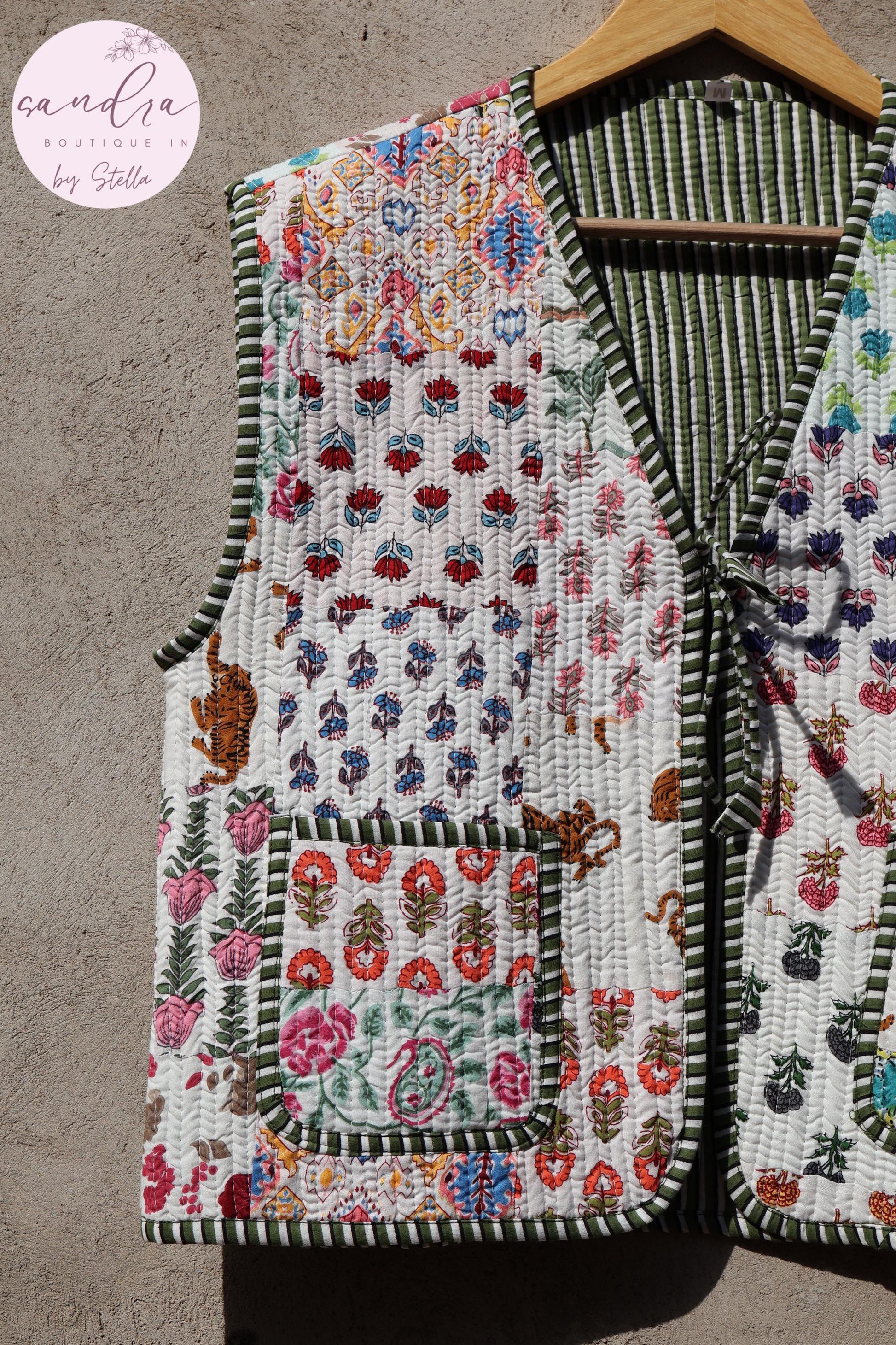 Handmade Cotton Quilted Vest, Vintage Indian Patchwork Kimono Gilet, New Style Women's Outerwear Waistcoat, Boho Spring Jacket Gift for Her