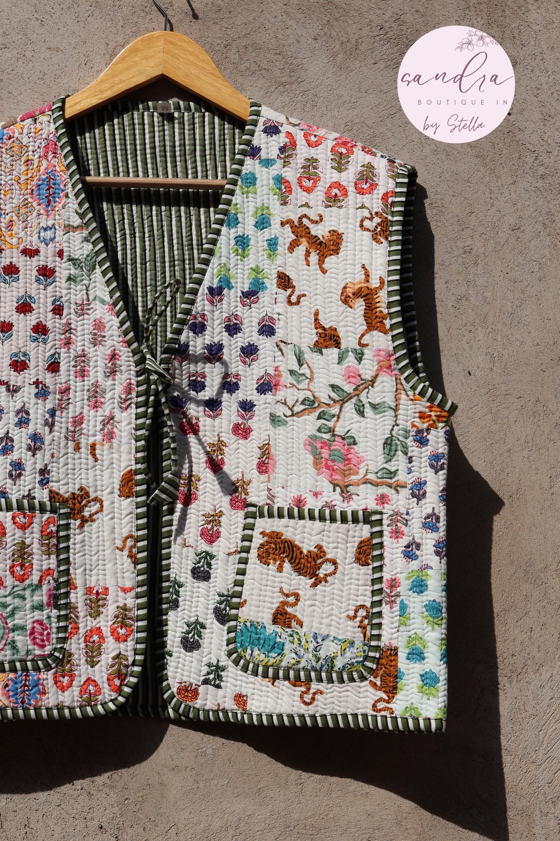 Handmade Cotton Quilted Vest, Vintage Indian Patchwork Kimono Gilet, New Style Women's Outerwear Waistcoat, Boho Spring Jacket Gift for Her