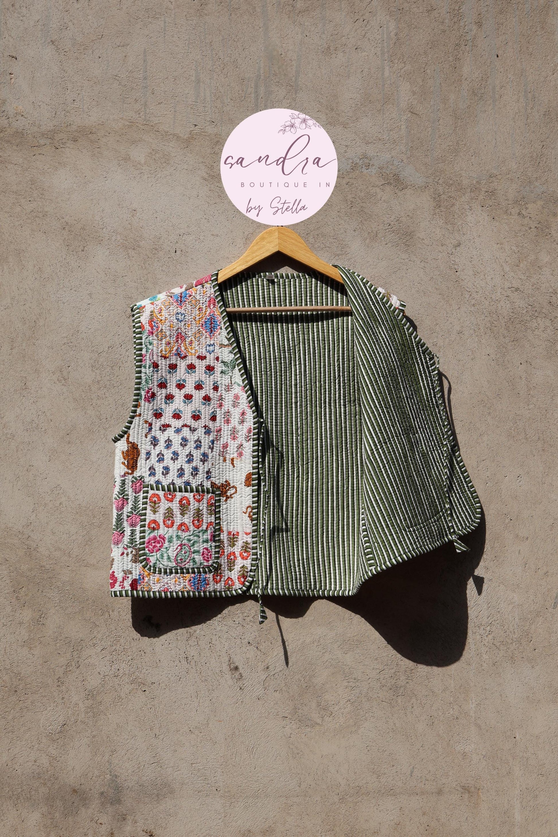 Handmade Cotton Quilted Vest, Vintage Indian Patchwork Kimono Gilet, New Style Women's Outerwear Waistcoat, Boho Spring Jacket Gift for Her