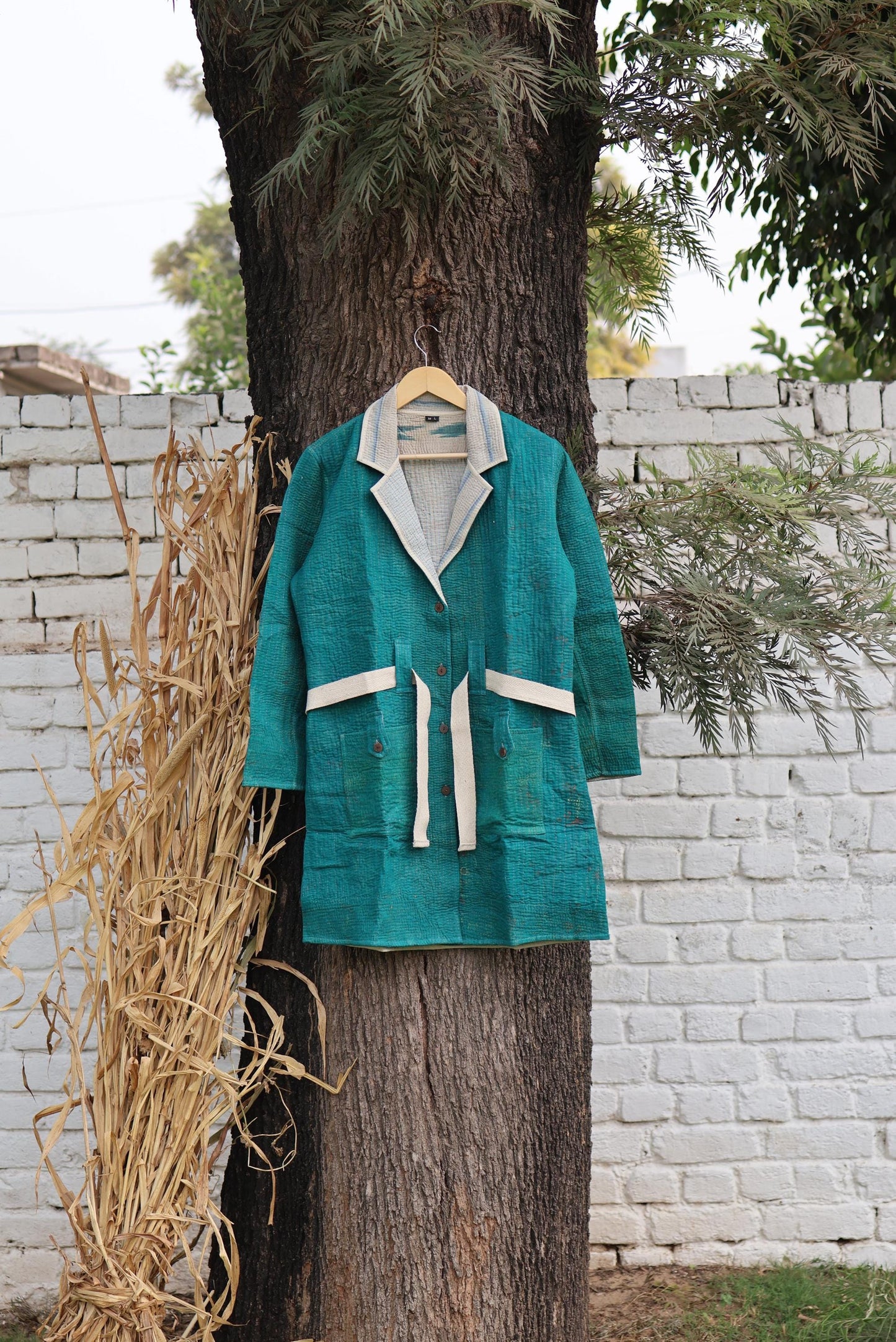 Handmade Vintage Kantha Quilt Coat for Women - Unique Bohemian Outerwear from Recycled Indian Quilts, One-off Ethnic style Up-Cycled Jacket