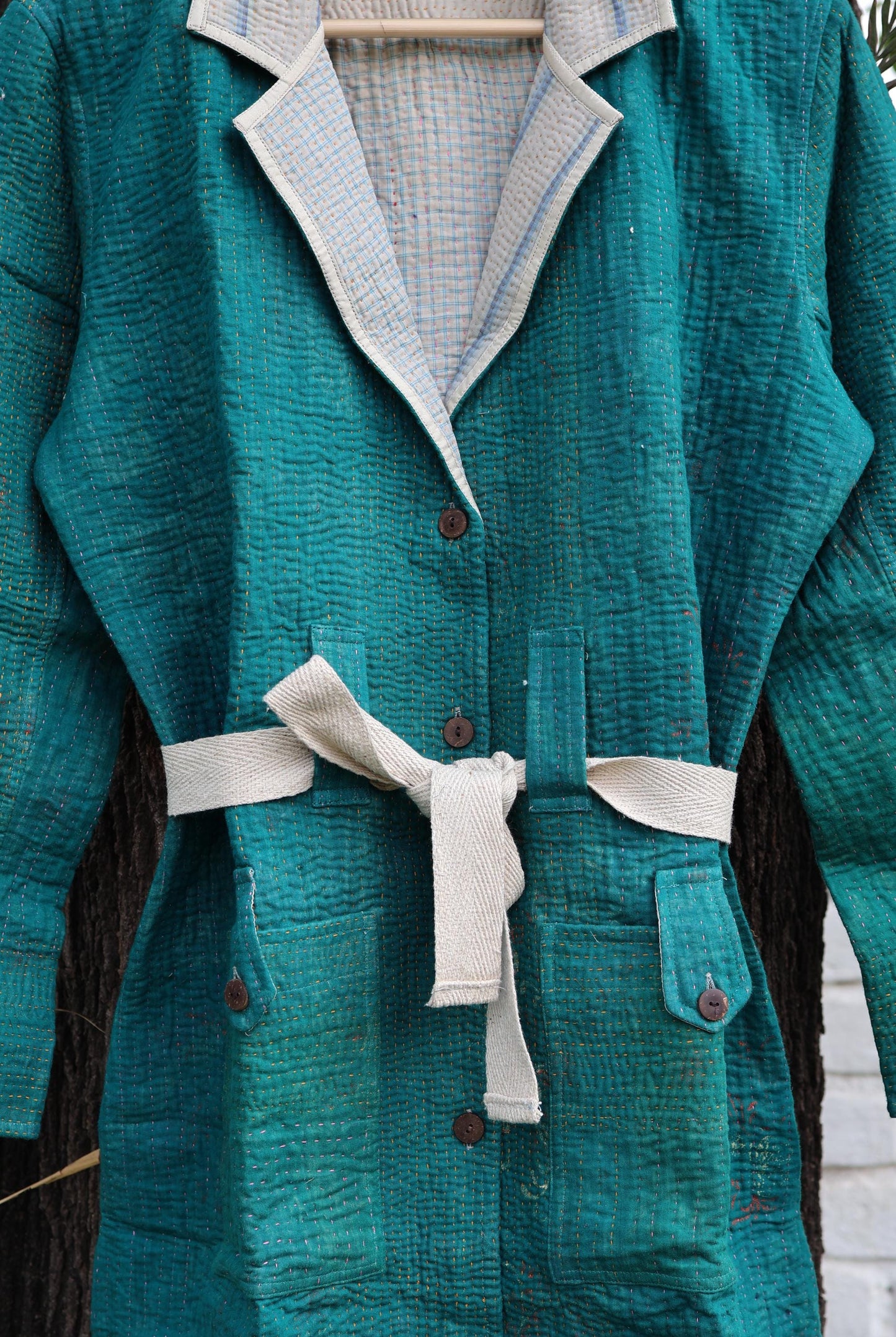 Handmade Vintage Kantha Quilt Coat for Women - Unique Bohemian Outerwear from Recycled Indian Quilts, One-off Ethnic style Up-Cycled Jacket