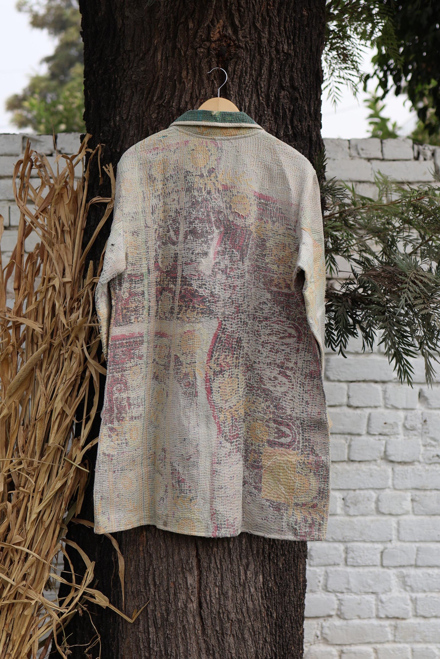 Handmade Vintage Kantha Quilt Coat for Women - Unique Bohemian Outerwear from Recycled Indian Quilts, One-off Ethnic style Up-Cycled Jacket