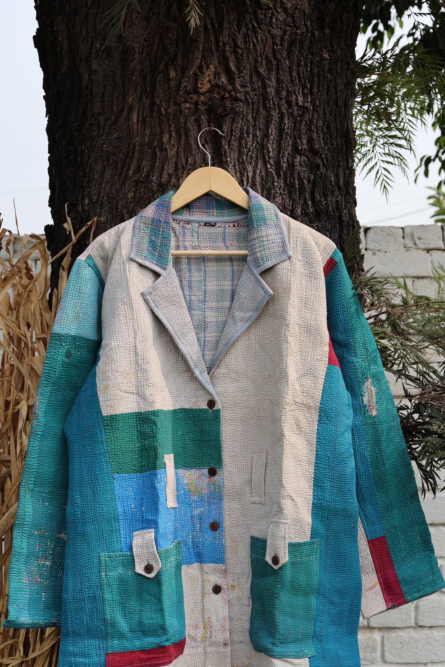 Handmade Vintage Kantha Quilt Coat for Women - Unique Bohemian Outerwear from Recycled Indian Quilts, One-off Ethnic style Up-Cycled Jacket