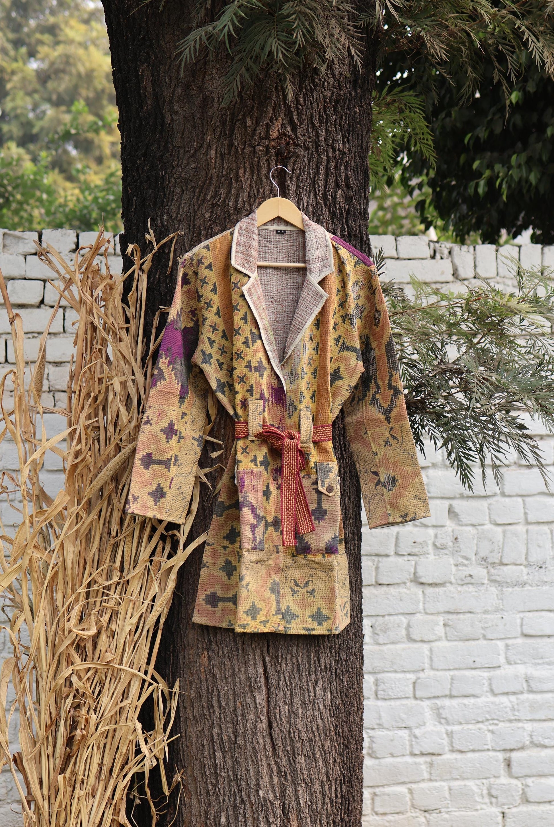 Handmade Vintage Kantha Quilt Coat for Women - Unique Bohemian Outerwear from Recycled Indian Quilts, One-off Ethnic style Up-Cycled Jacket
