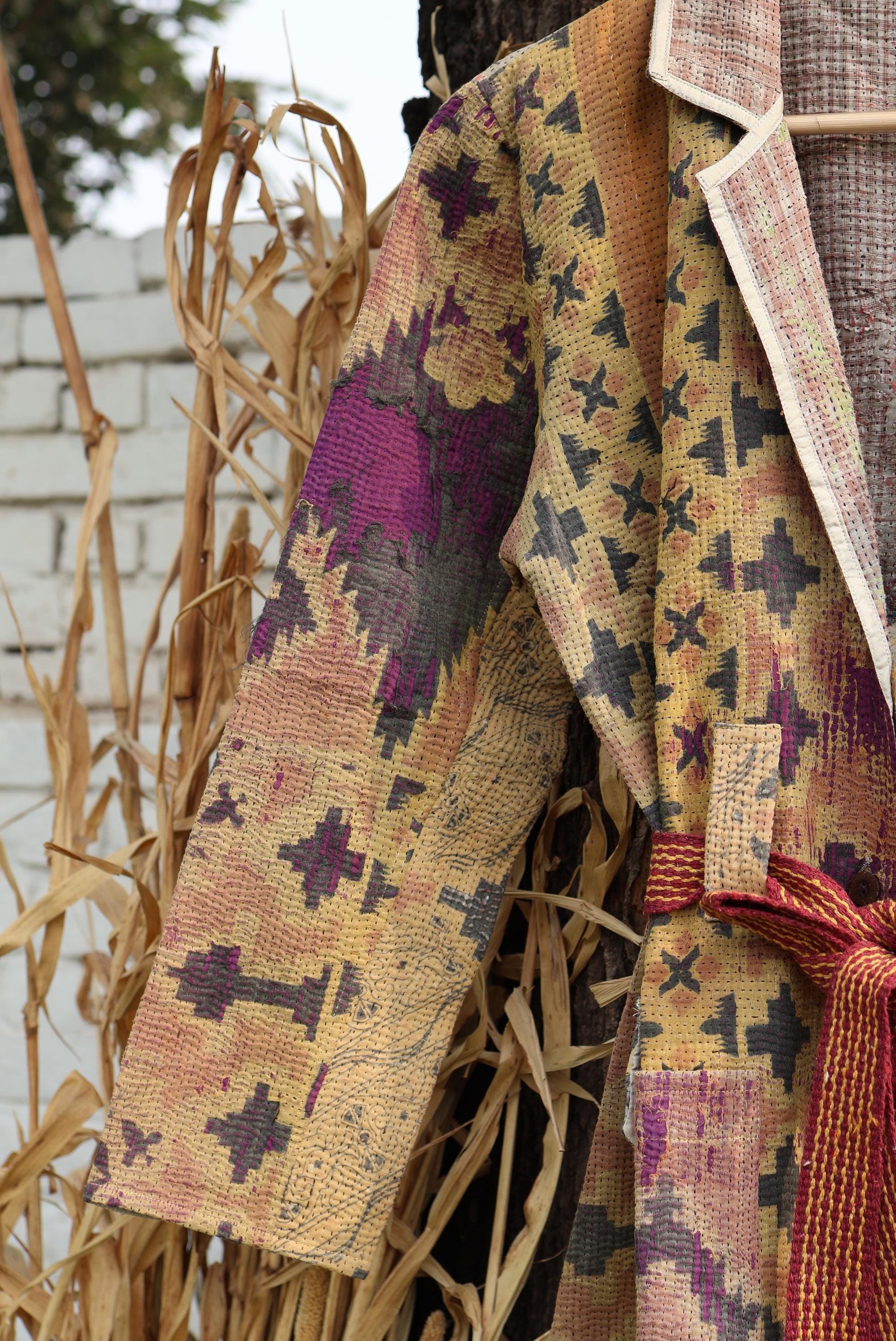 Handmade Vintage Kantha Quilt Coat for Women - Unique Bohemian Outerwear from Recycled Indian Quilts, One-off Ethnic style Up-Cycled Jacket