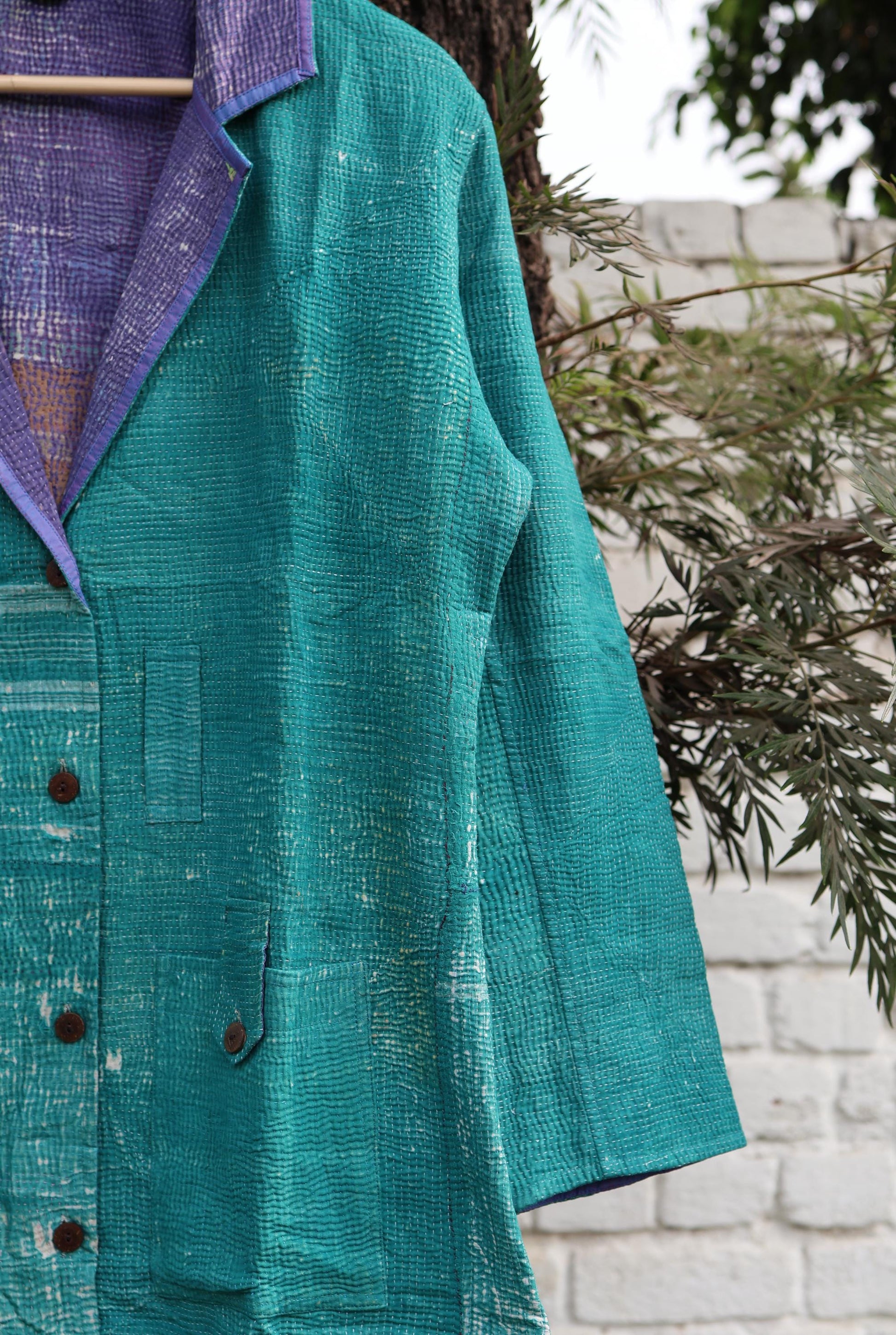 Handmade Vintage Kantha Quilt Coat for Women - Unique Bohemian Outerwear from Recycled Indian Quilts, One-off Ethnic style Up-Cycled Jacket