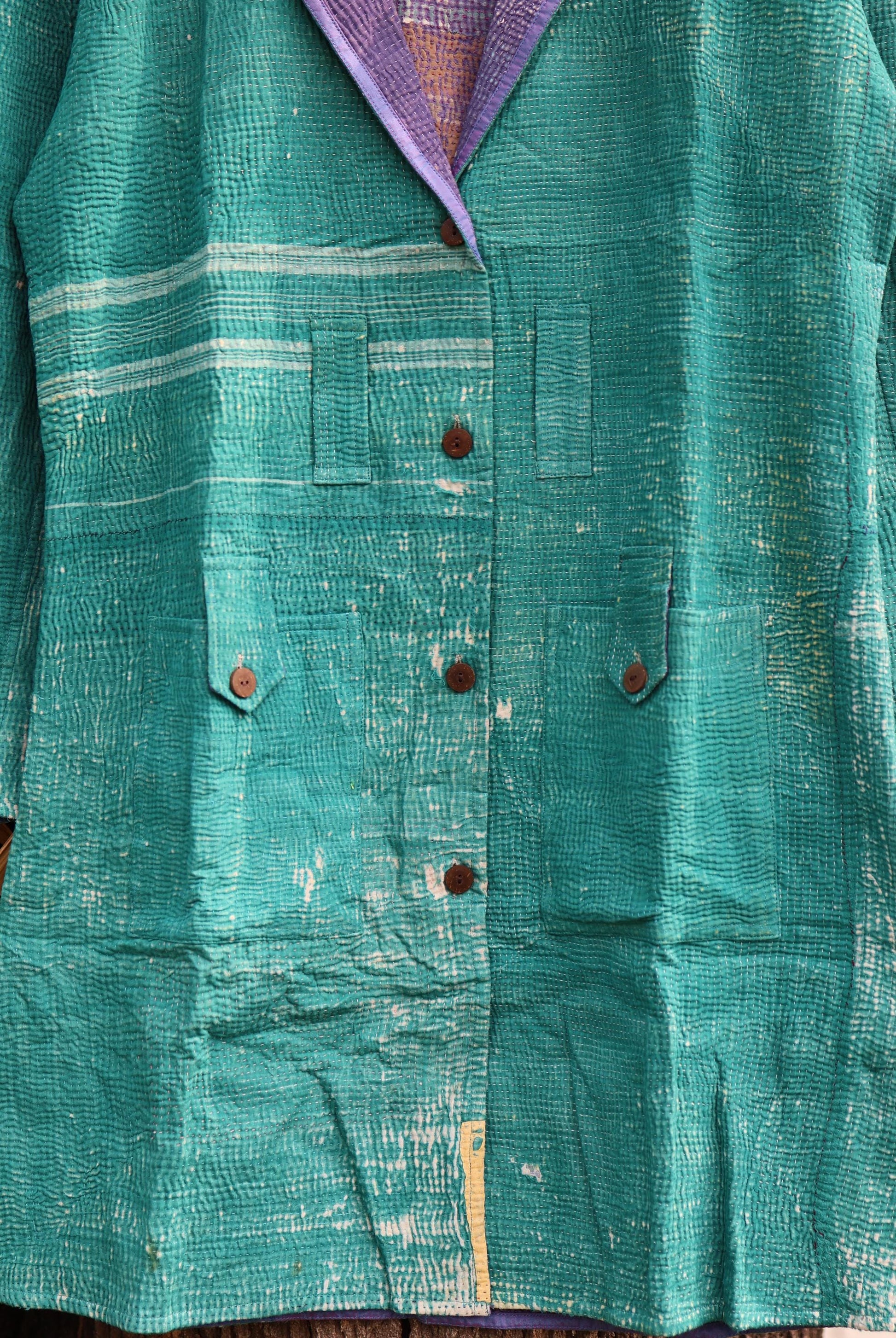 Handmade Vintage Kantha Quilt Coat for Women - Unique Bohemian Outerwear from Recycled Indian Quilts, One-off Ethnic style Up-Cycled Jacket