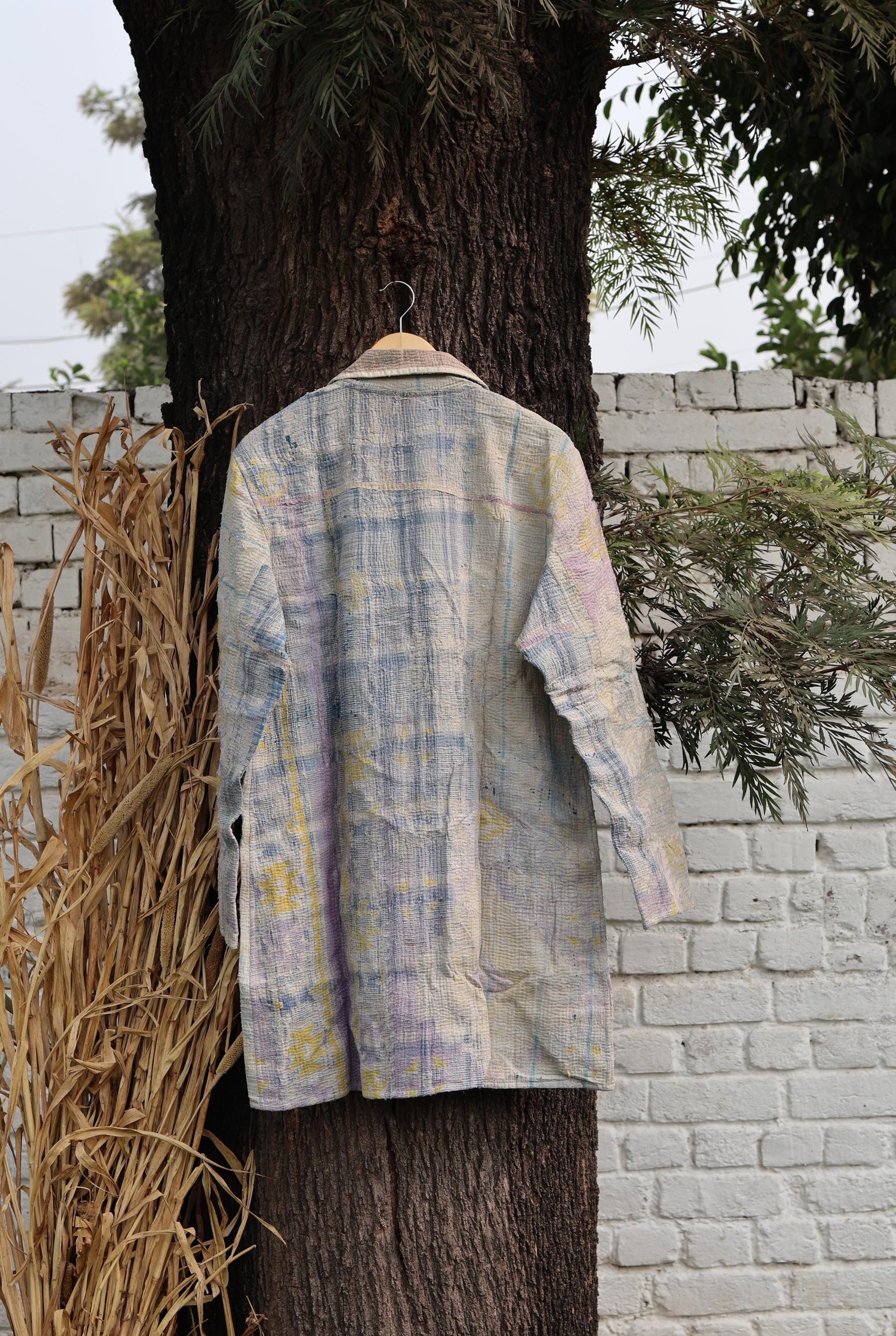 Handmade Vintage Kantha Quilt Coat for Women - Unique Bohemian Outerwear from Recycled Indian Quilts, One-off Ethnic style Up-Cycled Jacket