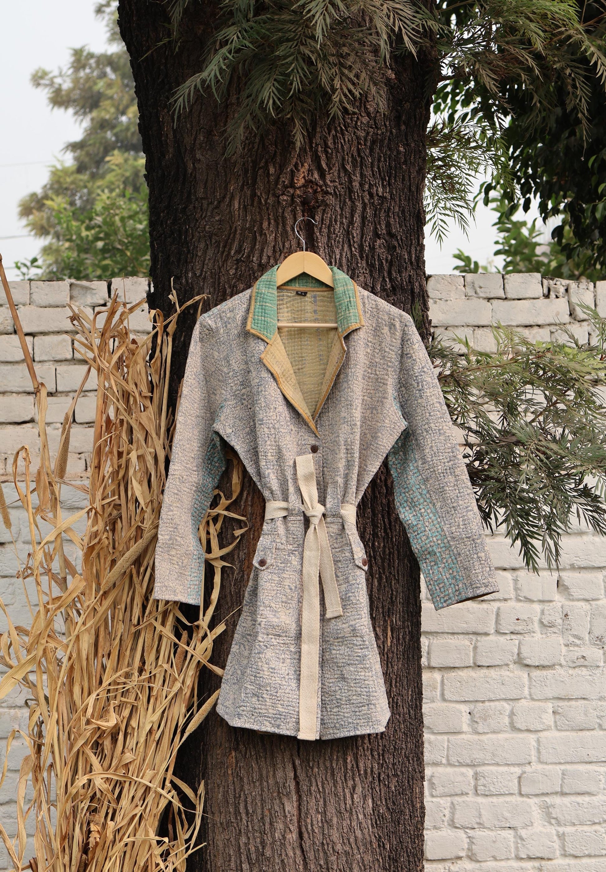 Handmade Vintage Kantha Quilt Coat for Women - Unique Bohemian Outerwear from Recycled Indian Quilts, One-off Ethnic style Up-Cycled Jacket