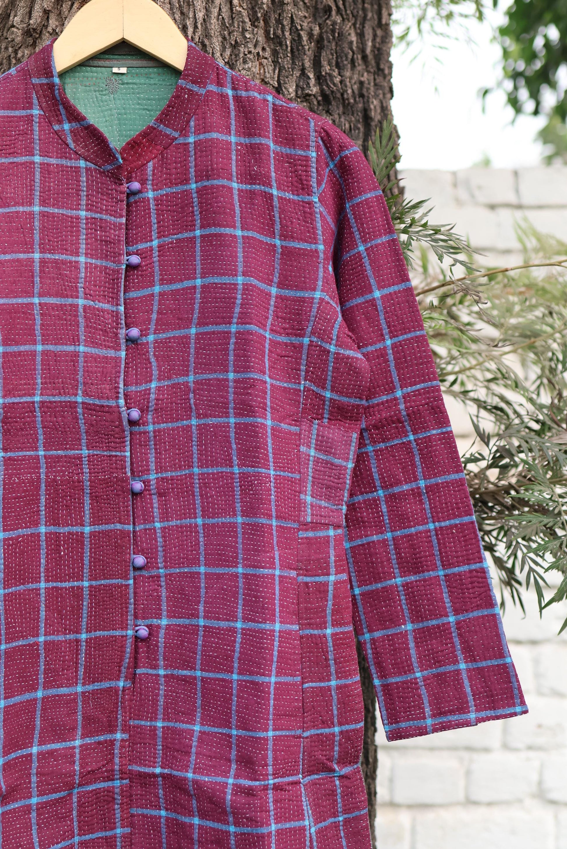 Handmade Vintage Kantha Quilt Coat for Women - Unique Bohemian Outerwear from Recycled Indian Quilts, One-off Ethnic style Up-Cycled Jacket