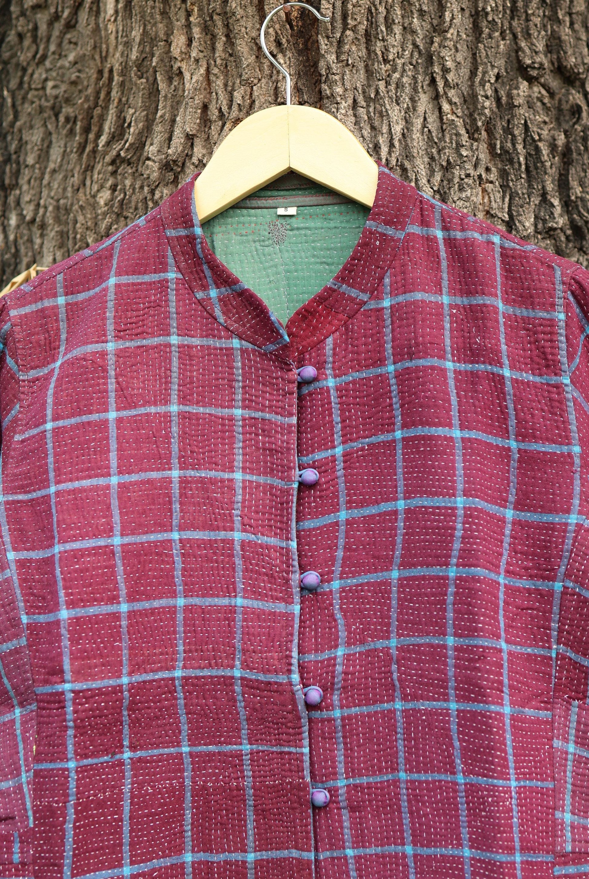 Handmade Vintage Kantha Quilt Coat for Women - Unique Bohemian Outerwear from Recycled Indian Quilts, One-off Ethnic style Up-Cycled Jacket
