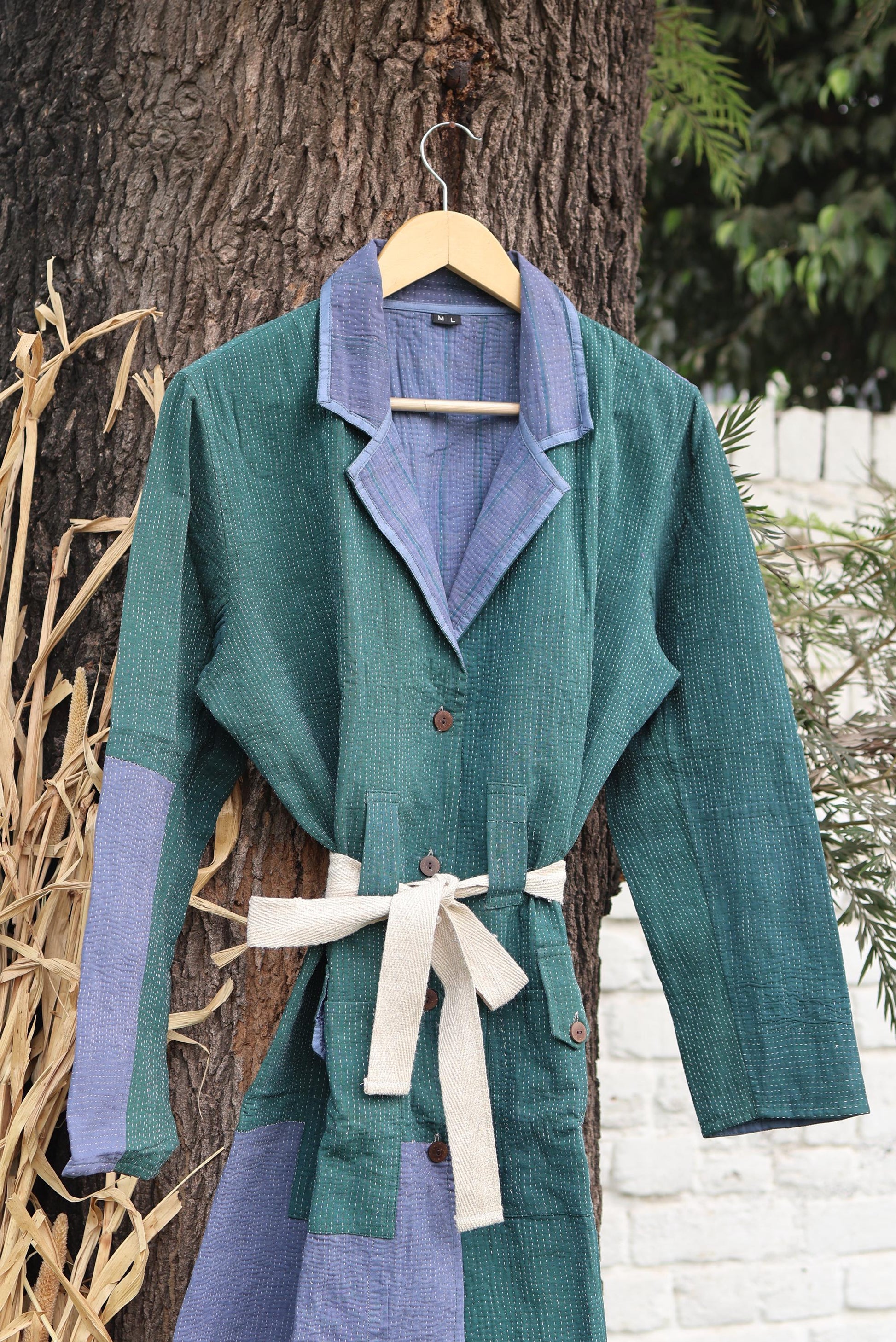 Handmade Vintage Kantha Quilt Coat for Women - Unique Bohemian Outerwear from Recycled Indian Quilts, One-off Ethnic style Up-Cycled Jacket