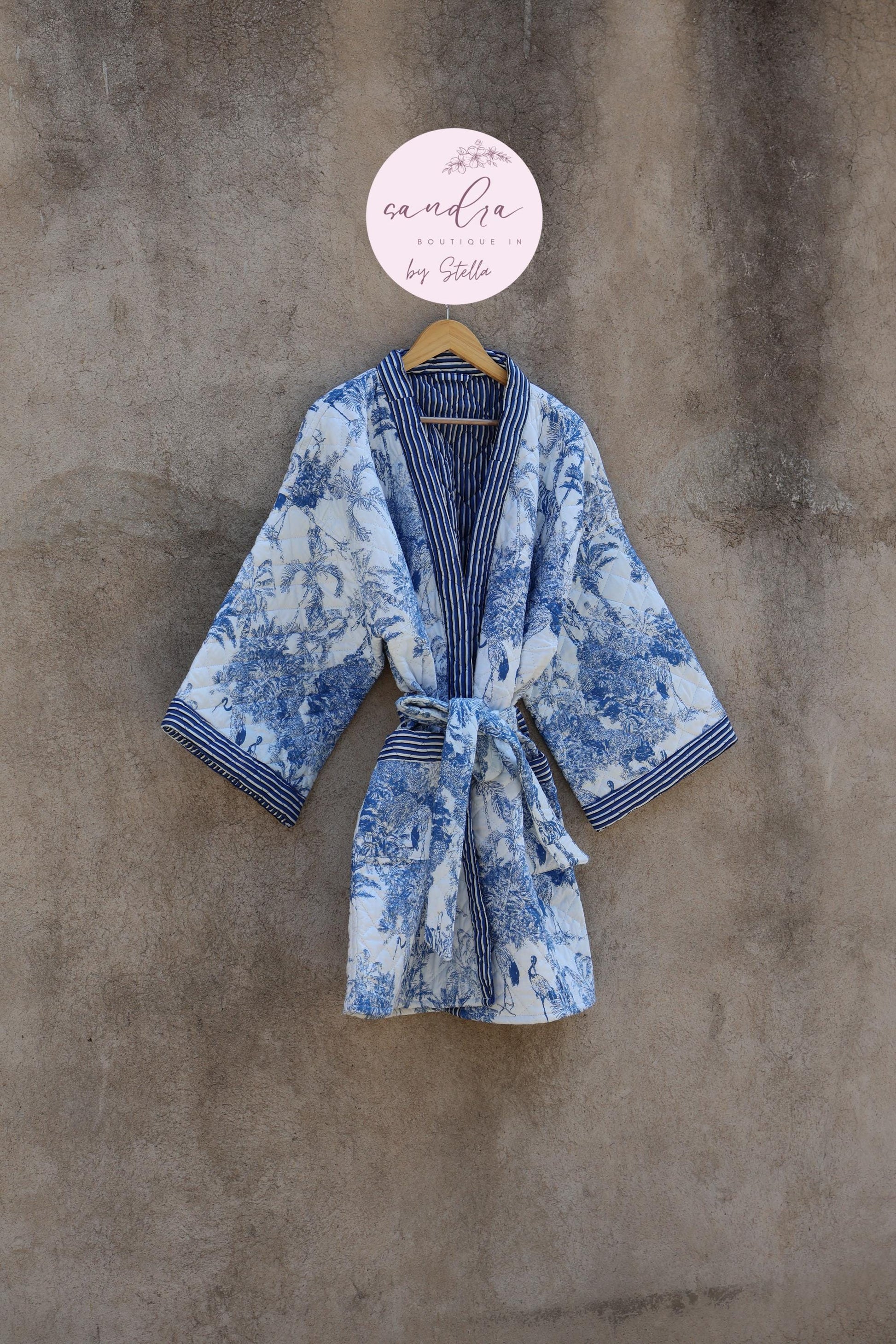 Indian Handmade Cotton Quilted Jacket, Vintage Free Size Cotton Quilted Overcoat Kimono Women's Bohemian Long Coat with Belt, Gift for Her