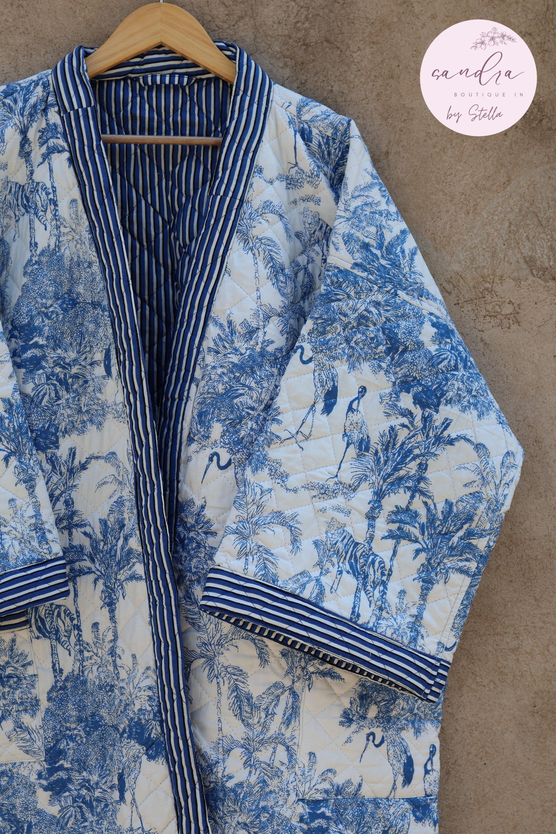 Indian Handmade Cotton Quilted Jacket, Vintage Free Size Cotton Quilted Overcoat Kimono Women's Bohemian Long Coat with Belt, Gift for Her