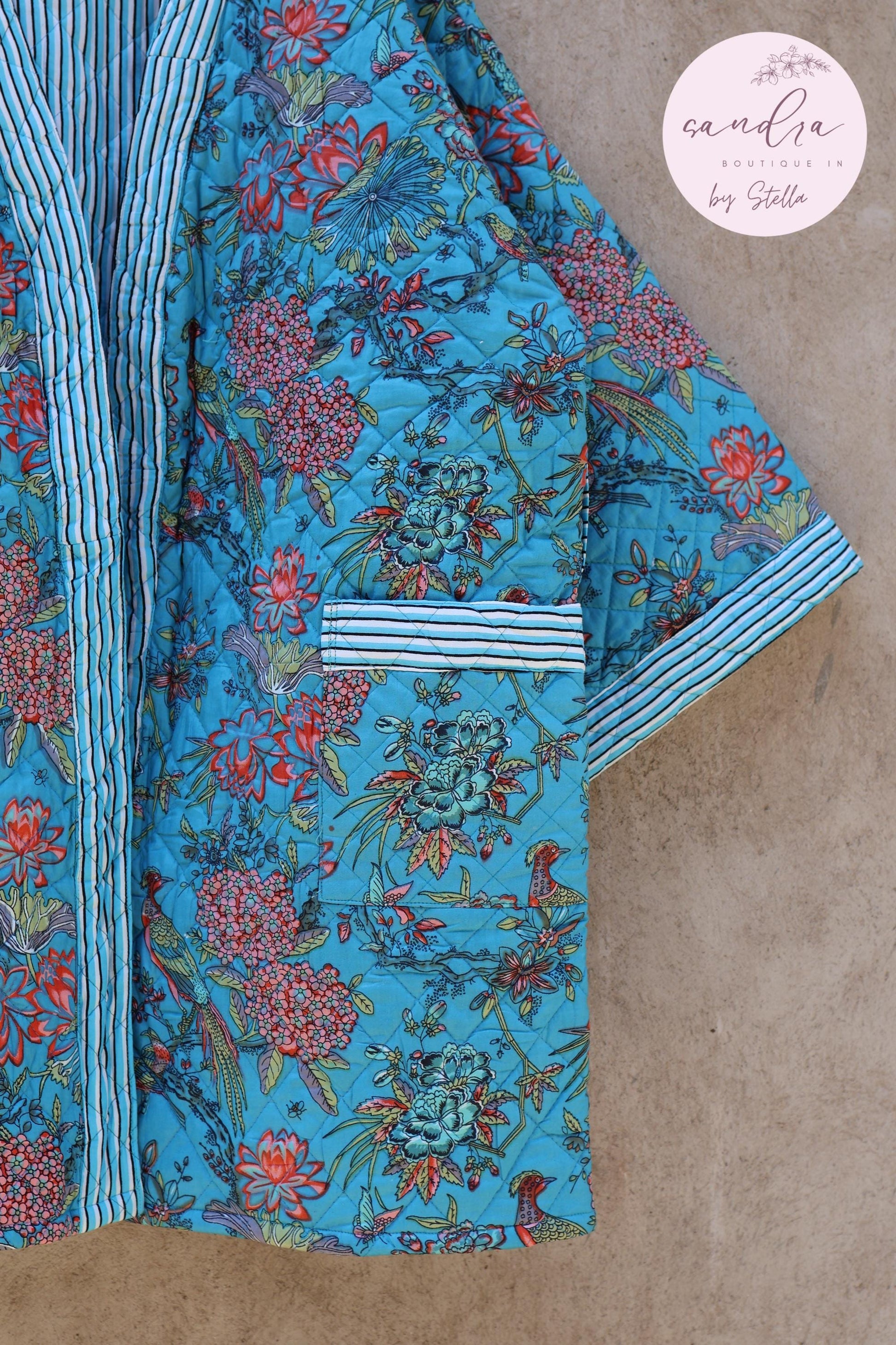 Indian Handmade Cotton Quilted Jacket, Vintage Free Size Cotton Quilted Overcoat Kimono Women's Bohemian Long Coat with Belt, Gift for Her