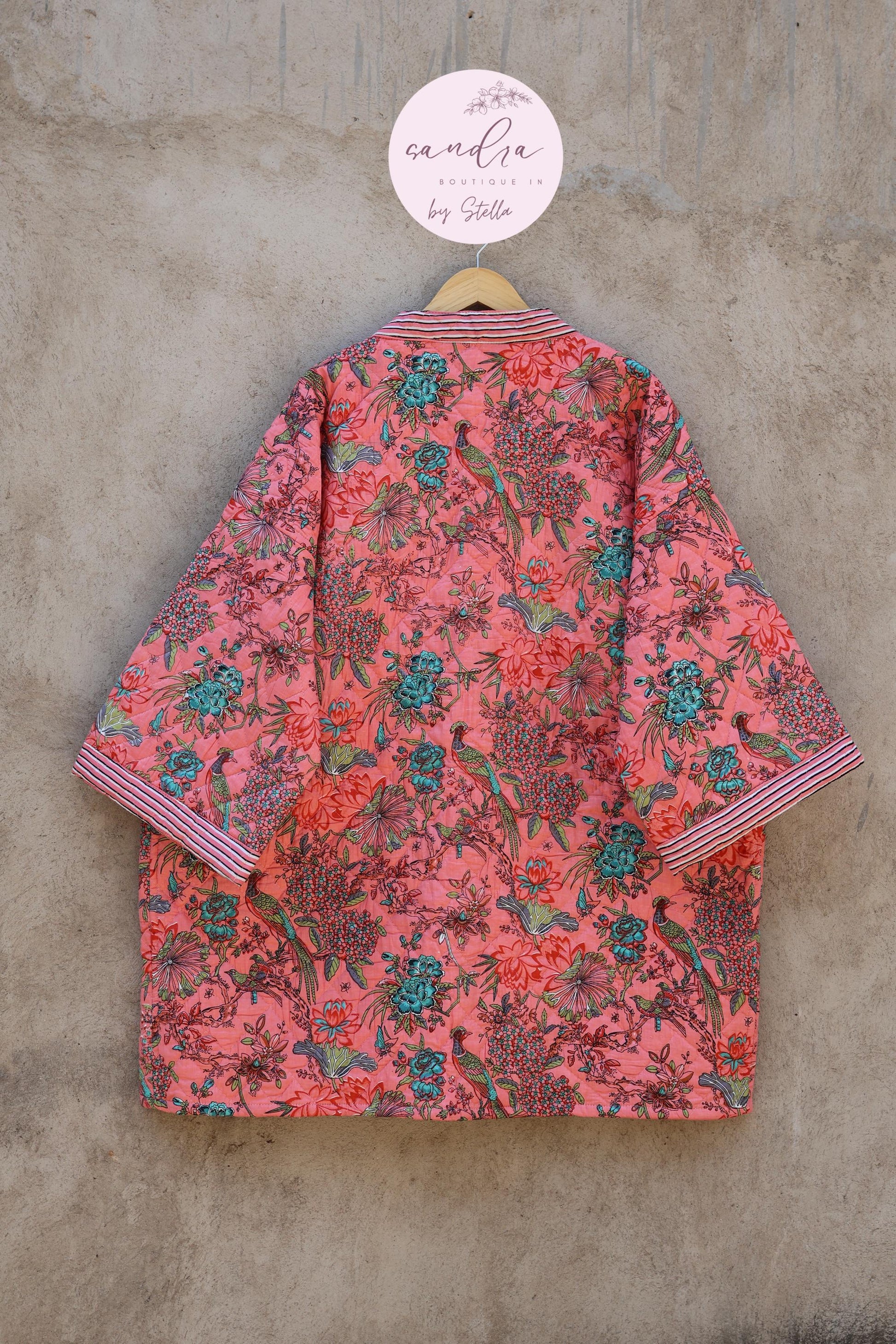 Indian Handmade Cotton Quilted Jacket, Vintage Free Size Cotton Quilted Overcoat Kimono Women's Bohemian Long Coat with Belt, Gift for Her