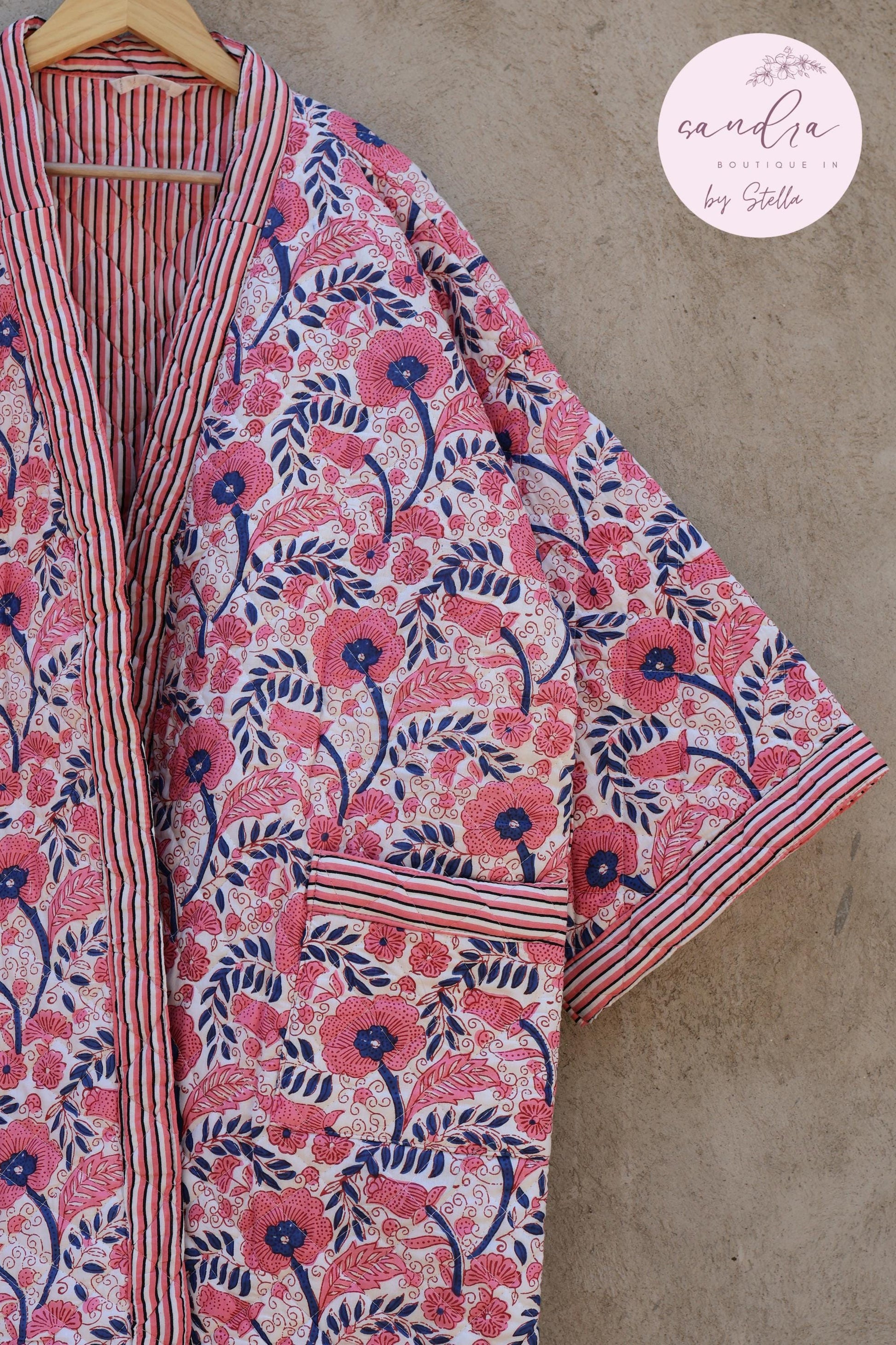 Indian Handmade Cotton Quilted Jacket, Vintage Free Size Cotton Quilted Overcoat Kimono Women's Bohemian Long Coat with Belt, Gift for Her