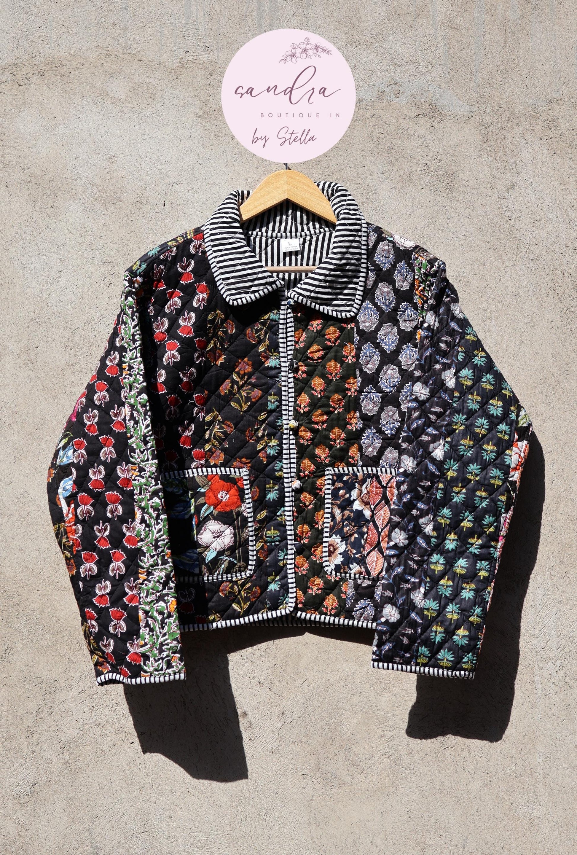 Indian Handmade Quilted Cotton Jacket, Patchwork Women's Reversible Coat, Kimono Vintage Boho Fall Jacket, Spring Jacket Gift for Her